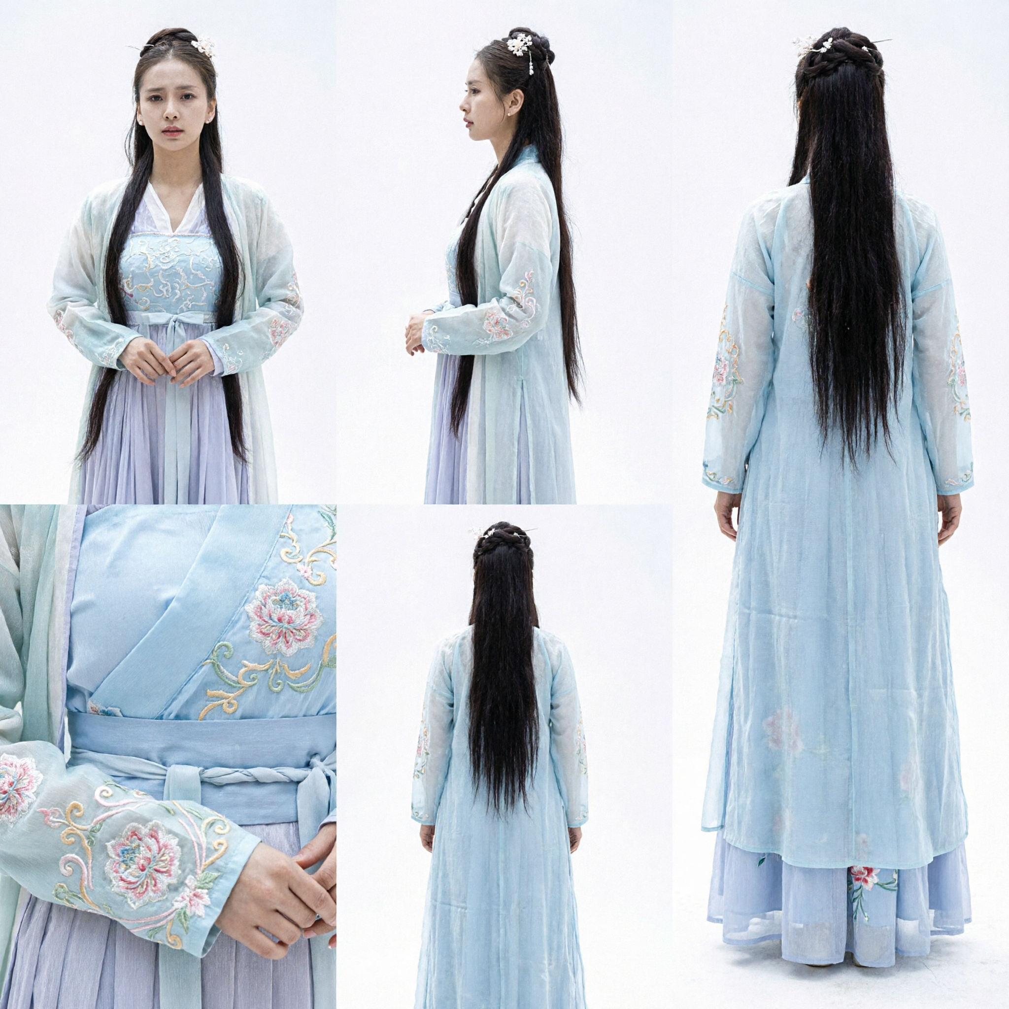 Traditional Chinese Hanfu Costume Ancient Fairy Dress Blue Princess Outfit for Women Historical Cosplay - Asian Costume