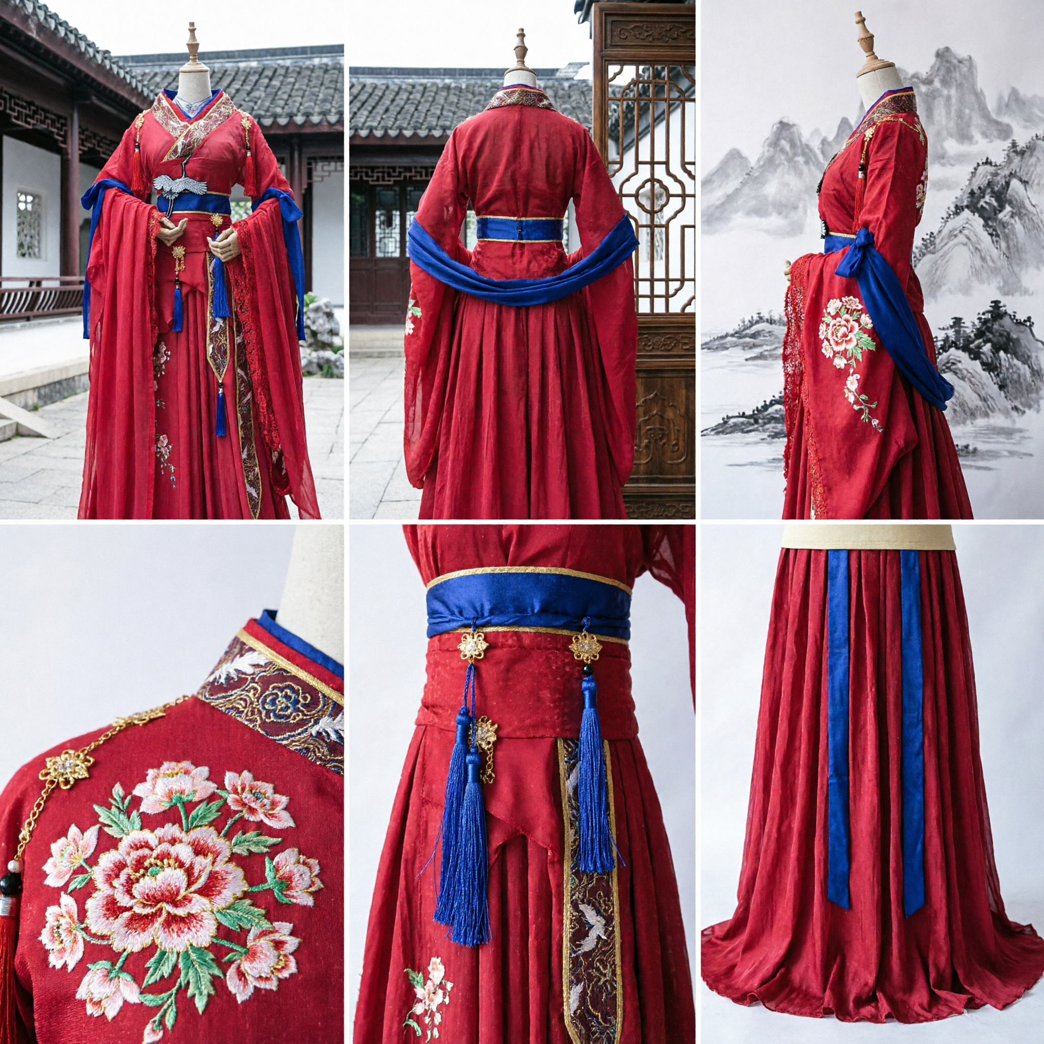 Traditional Chinese Hanfu Red Robe Ancient Princess Dress Tang Dynasty Style Wedding Cosplay Costume for Women - Asian Costume