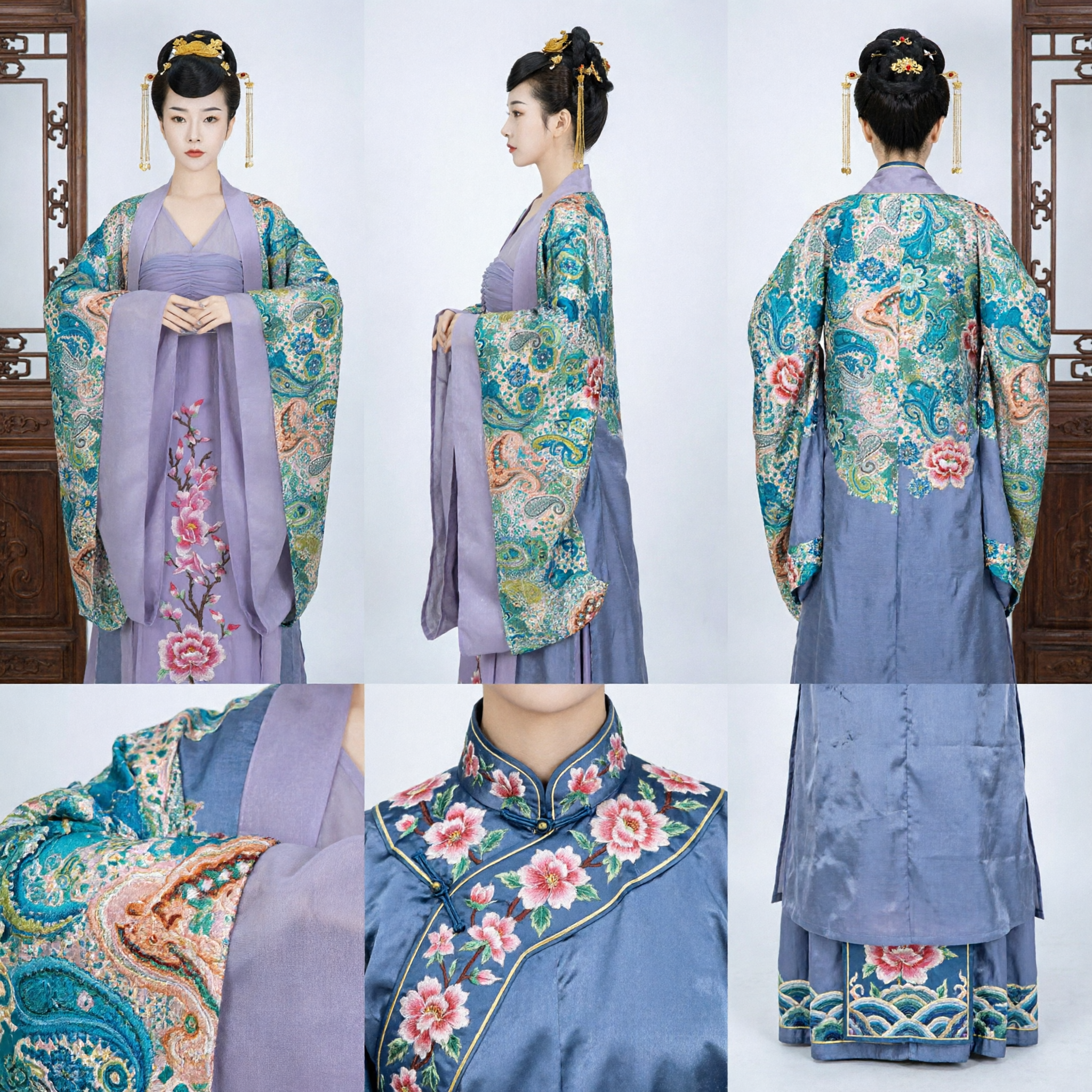 Elegant Traditional Chinese Hanfu Costume Ancient Sui Dynasty Purple Embroidered Dress for Women Cosplay Performance - Asian Costume