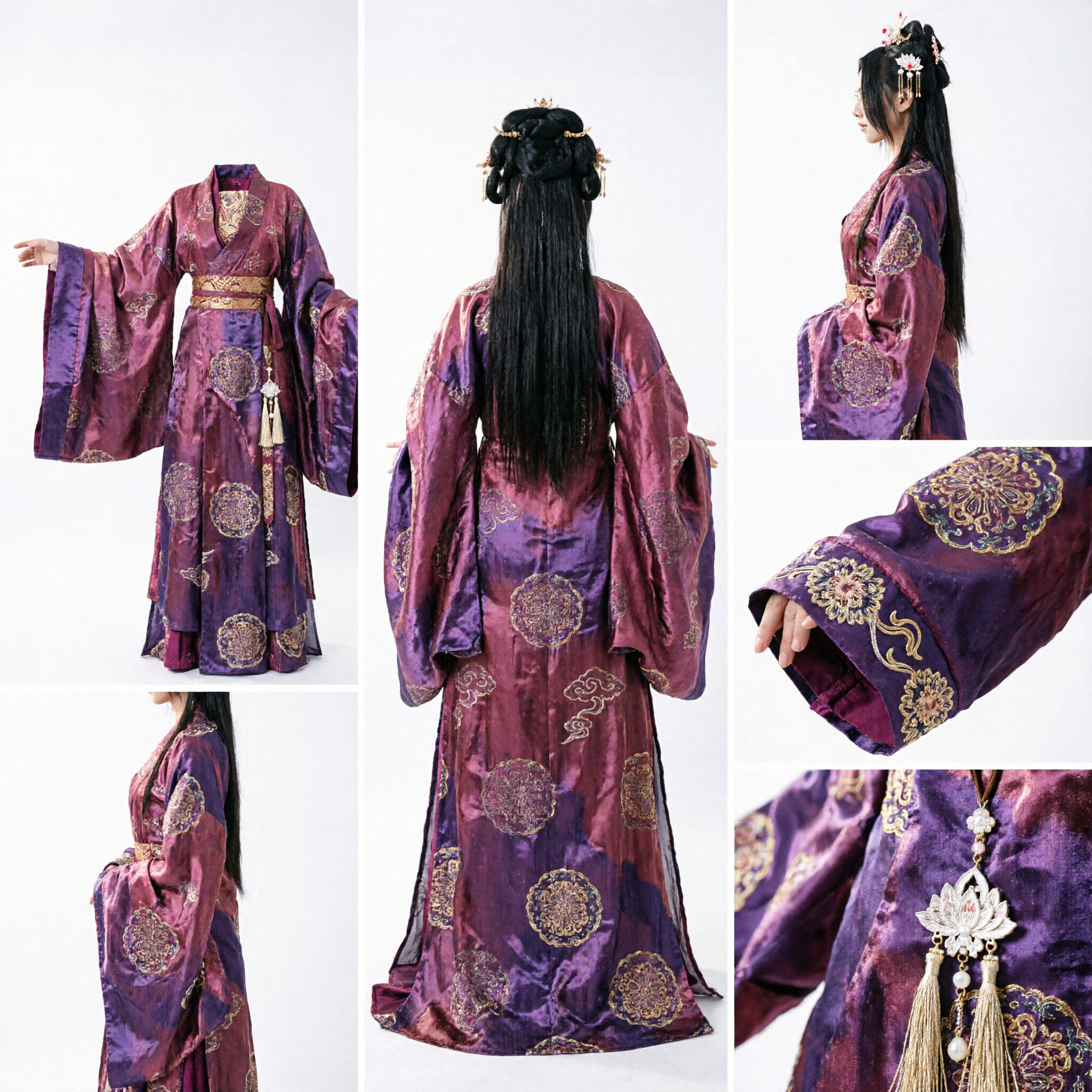 Traditional Chinese Hanfu Costume Burgundy Embroidered Ancient Princess Dress for Women Cosplay Photography - Asian Costume