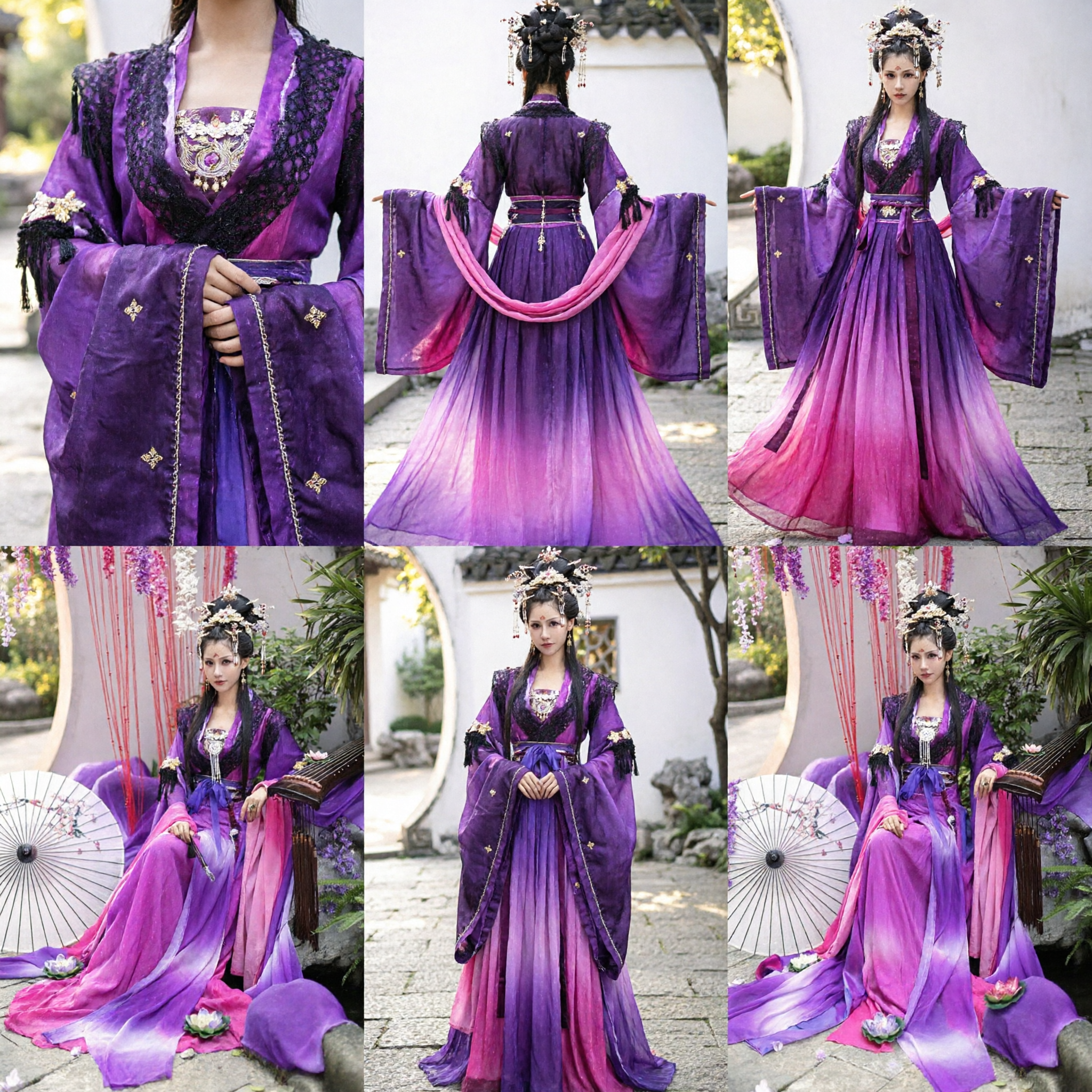 Purple Ancient Chinese Fairy Hanfu Dress Traditional Tang Dynasty Empress Costume for Women Cosplay Performance - Asian Costume