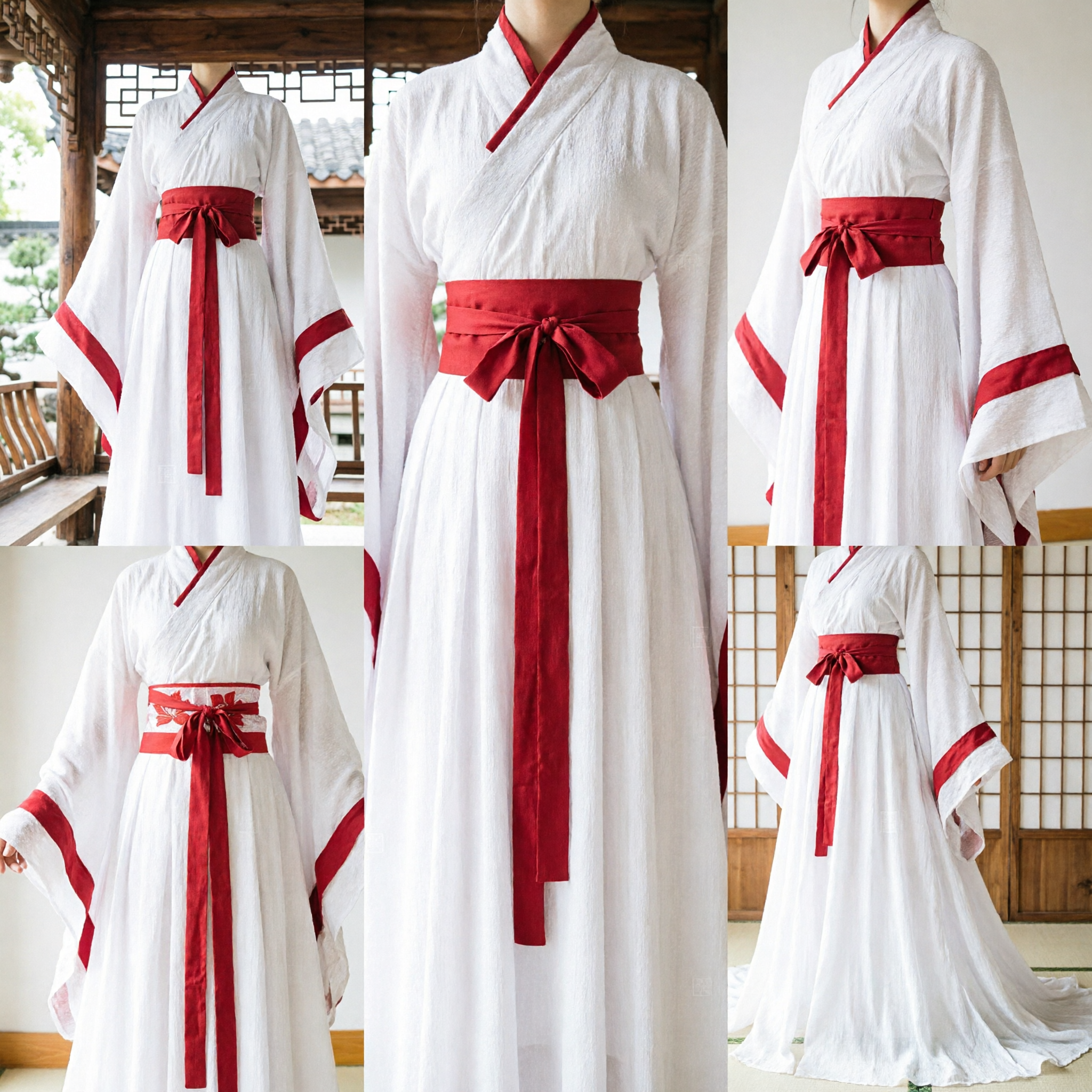 Elegant White and Red Tang Dynasty Hanfu Ancient Chinese Traditional Costume Fairy Dress for Women - Asian Costume