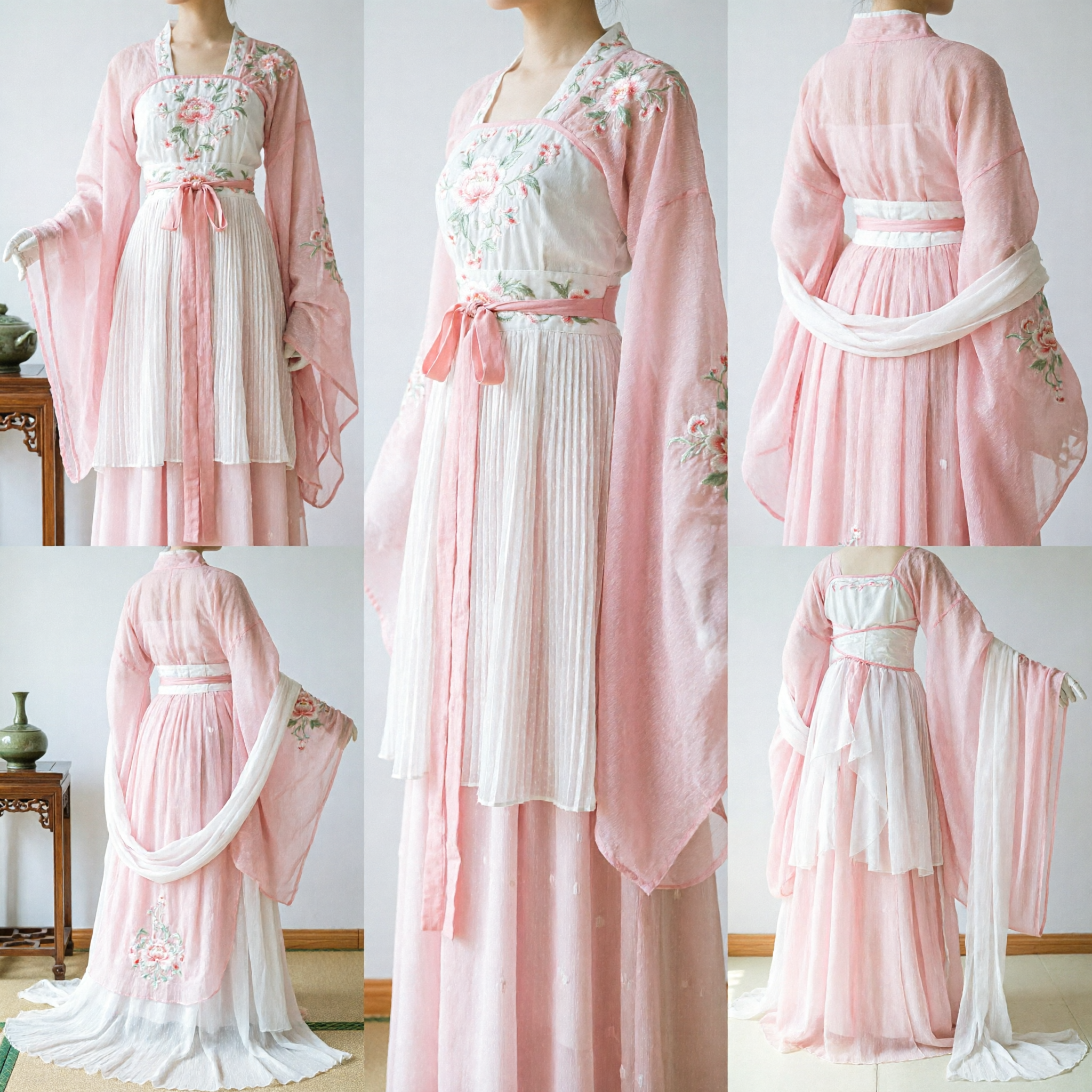 Pink Chinese Hanfu Traditional Ancient Costume Fairy Dress with Wide Sleeves for Women Cosplay - Asian Costume