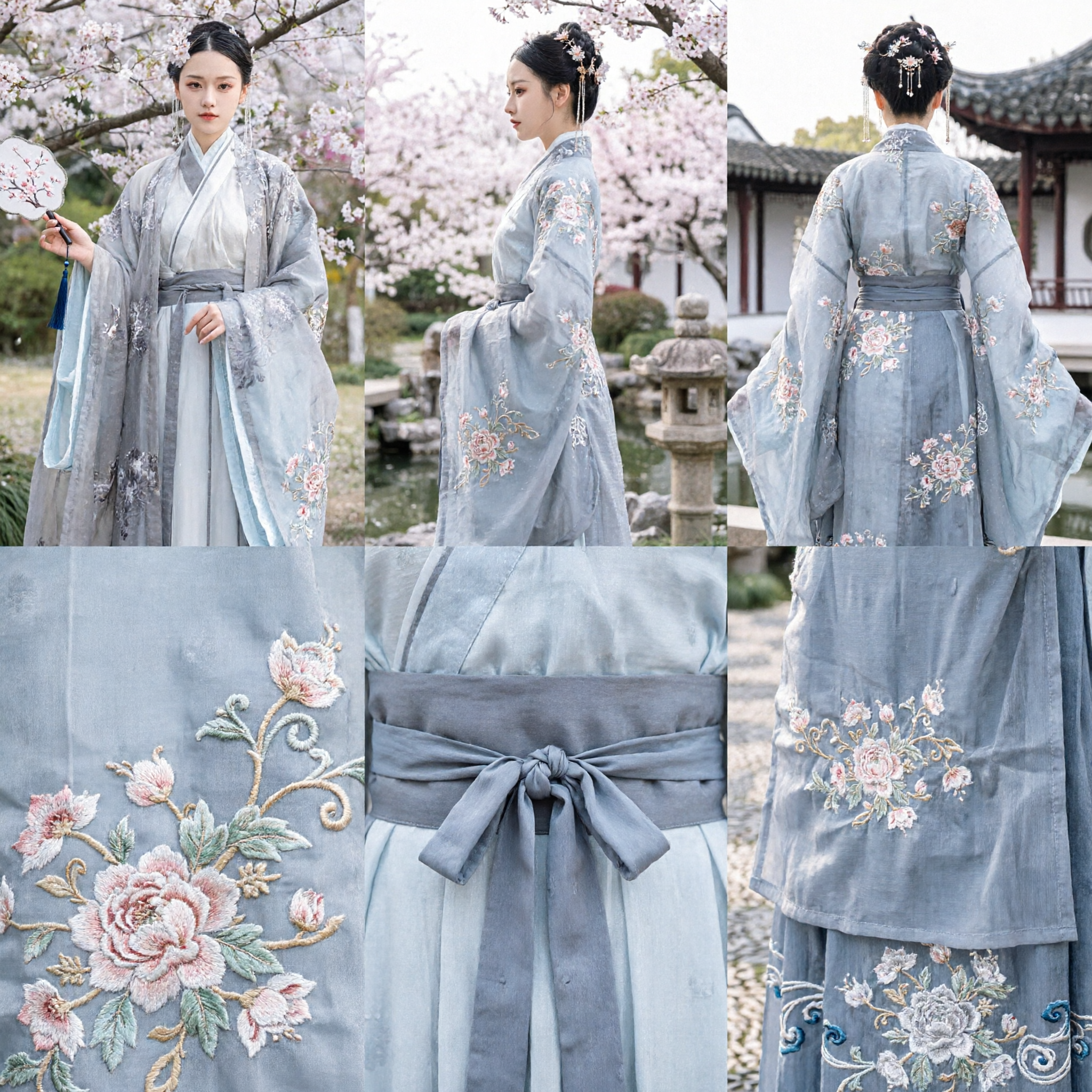 Elegant Traditional Chinese Hanfu Costume for Women Ancient Princess Fairy Dress Song Dynasty Style Embroidered Robe - Asian Costume