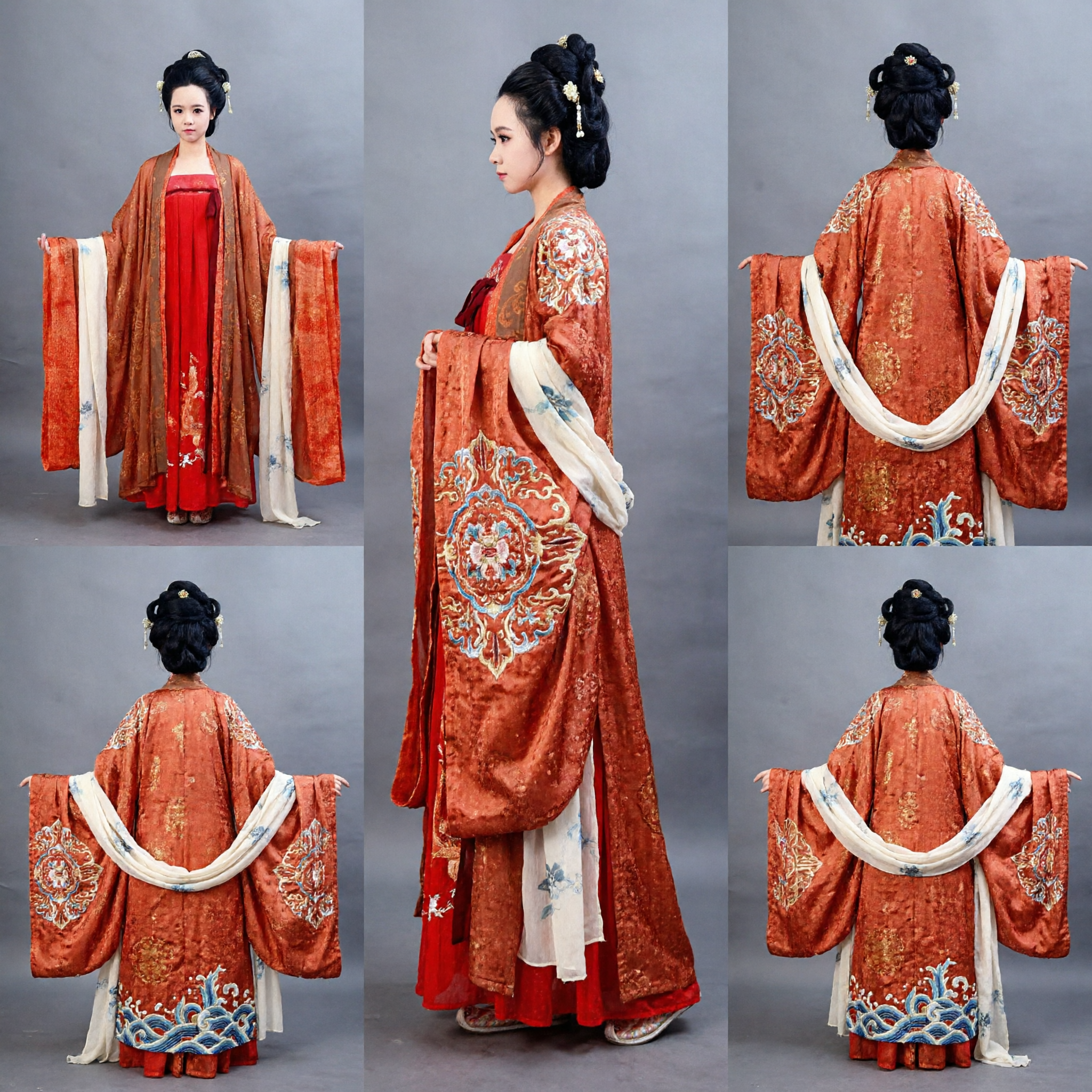 Traditional Chinese Hanfu Costume for Kids Tang Dynasty Ancient Princess Red Dress Girls Performance - Asian Costume