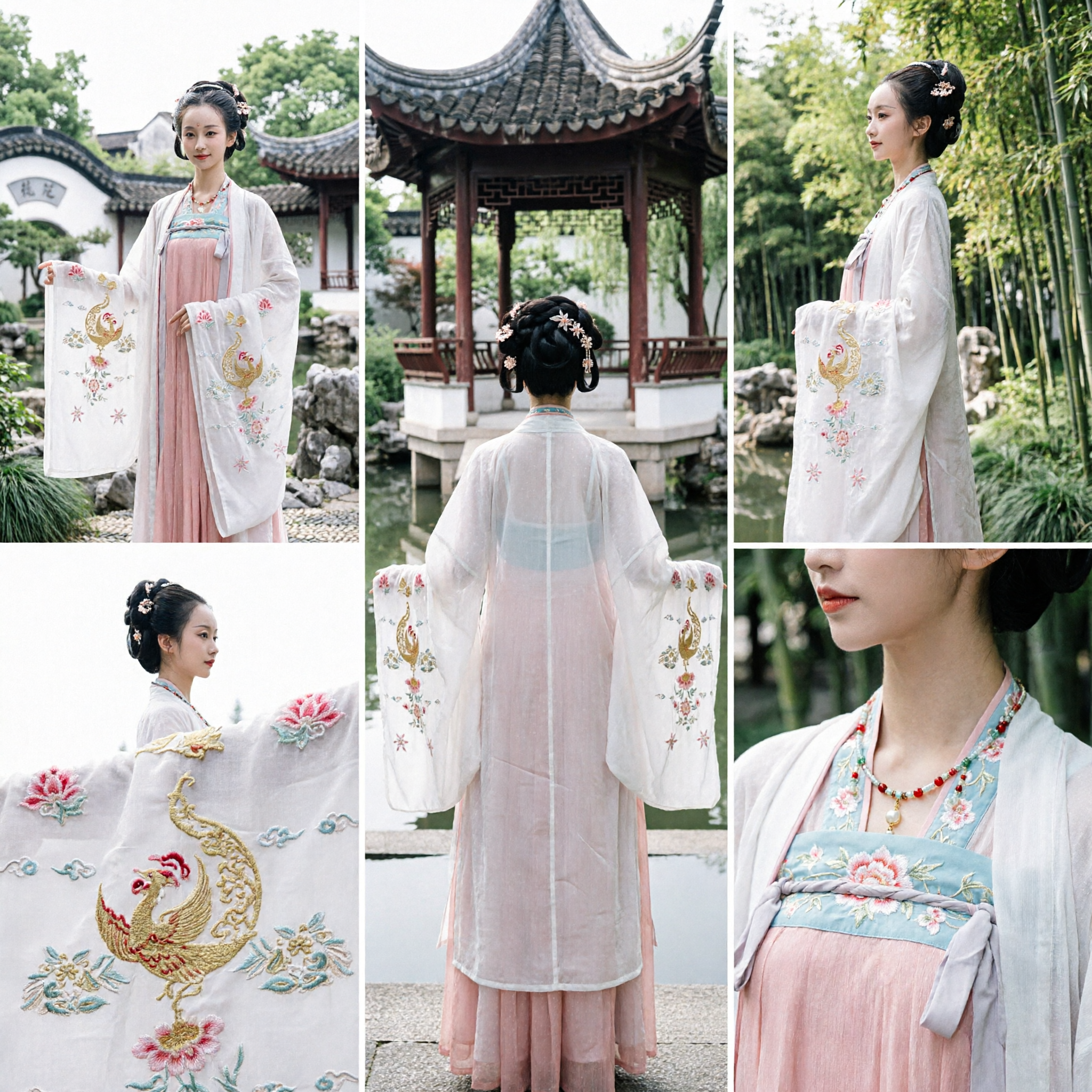 Traditional Chinese Hanfu Tang Dynasty Princess Costume Pink Embroidered Wide Sleeve Ancient Clothing for Women Performance - Asian Costume