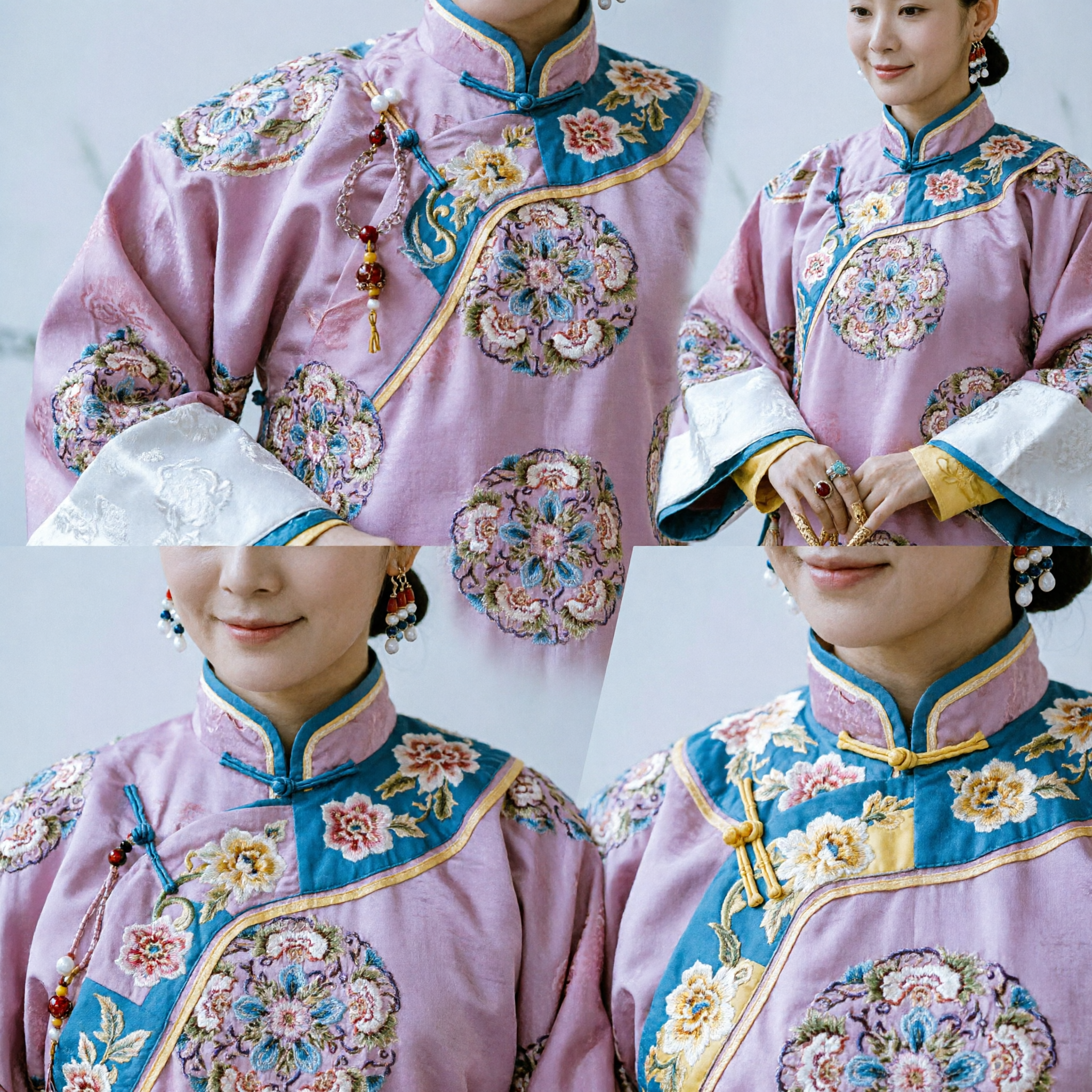 Traditional Chinese Qing Dynasty Palace Costume Pink Embroidered Robe Ancient Concubine Dress for Women Cosplay - Asian Costume