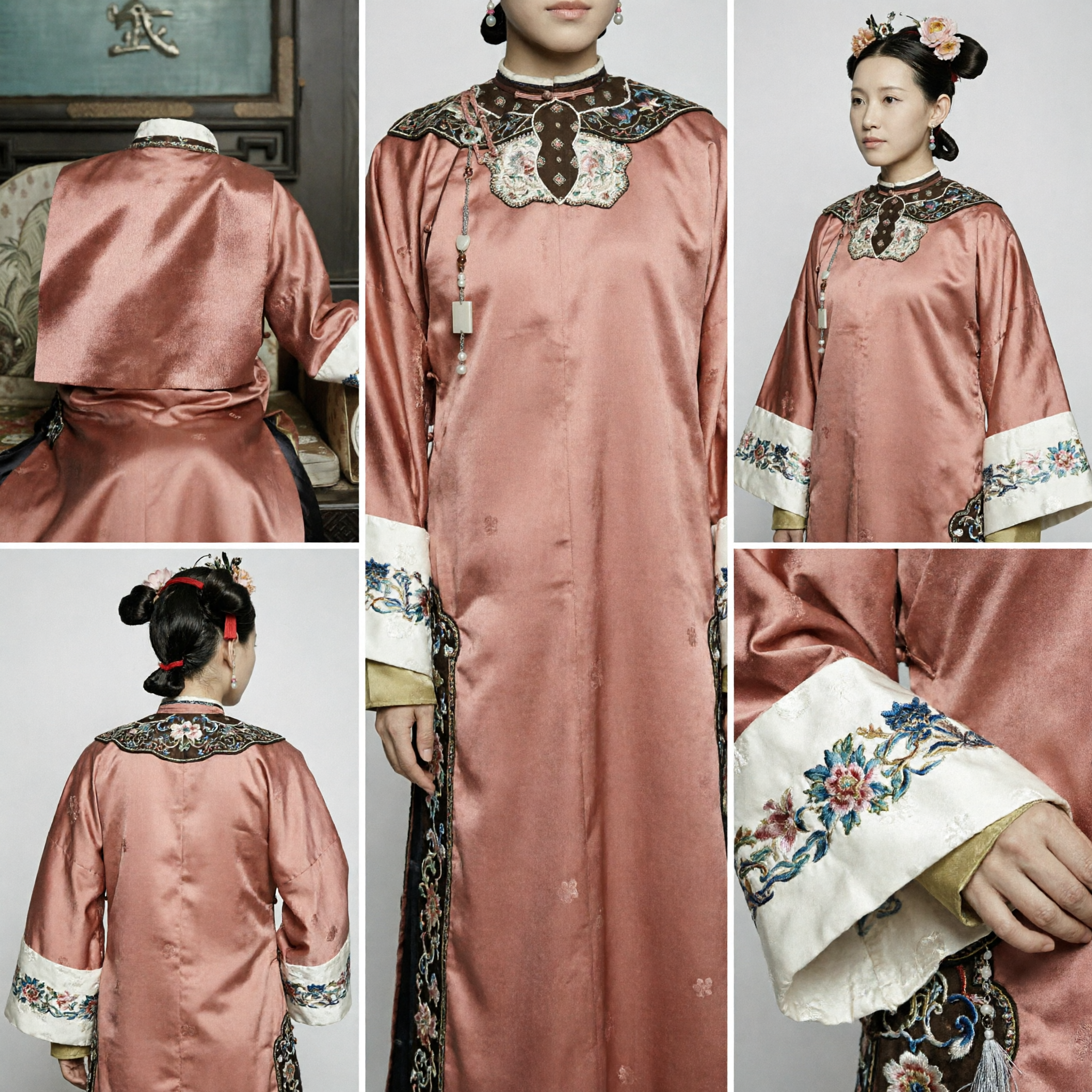 Traditional Chinese Qing Dynasty Manchu Lady Costume Ancient Concubine Embroidered Robe for Women Historical Cosplay - Asian Costume
