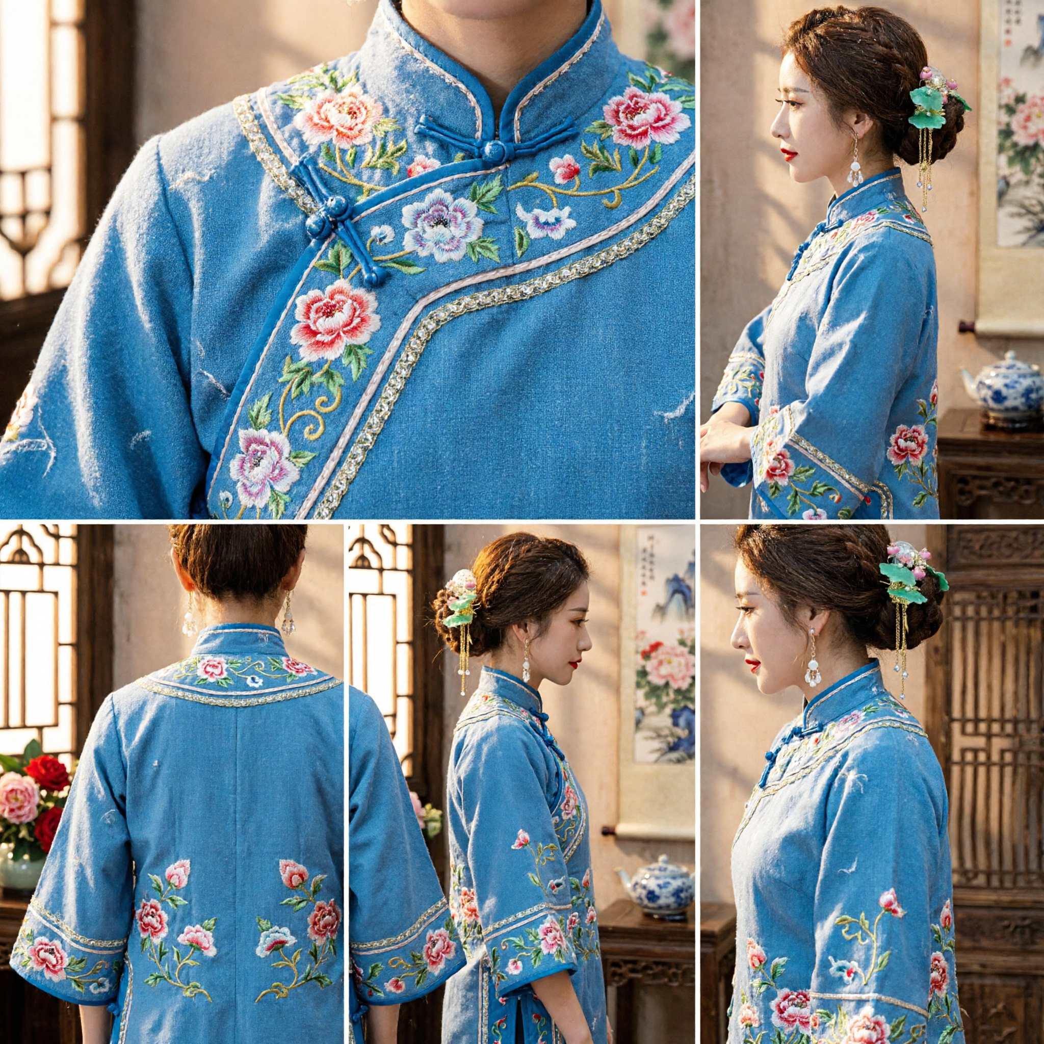 Exquisite Traditional Chinese Hanfu Hair Accessories Ancient Palace Lotus Flower Hairpins with Tassels for Women and Girls - Asian Costume