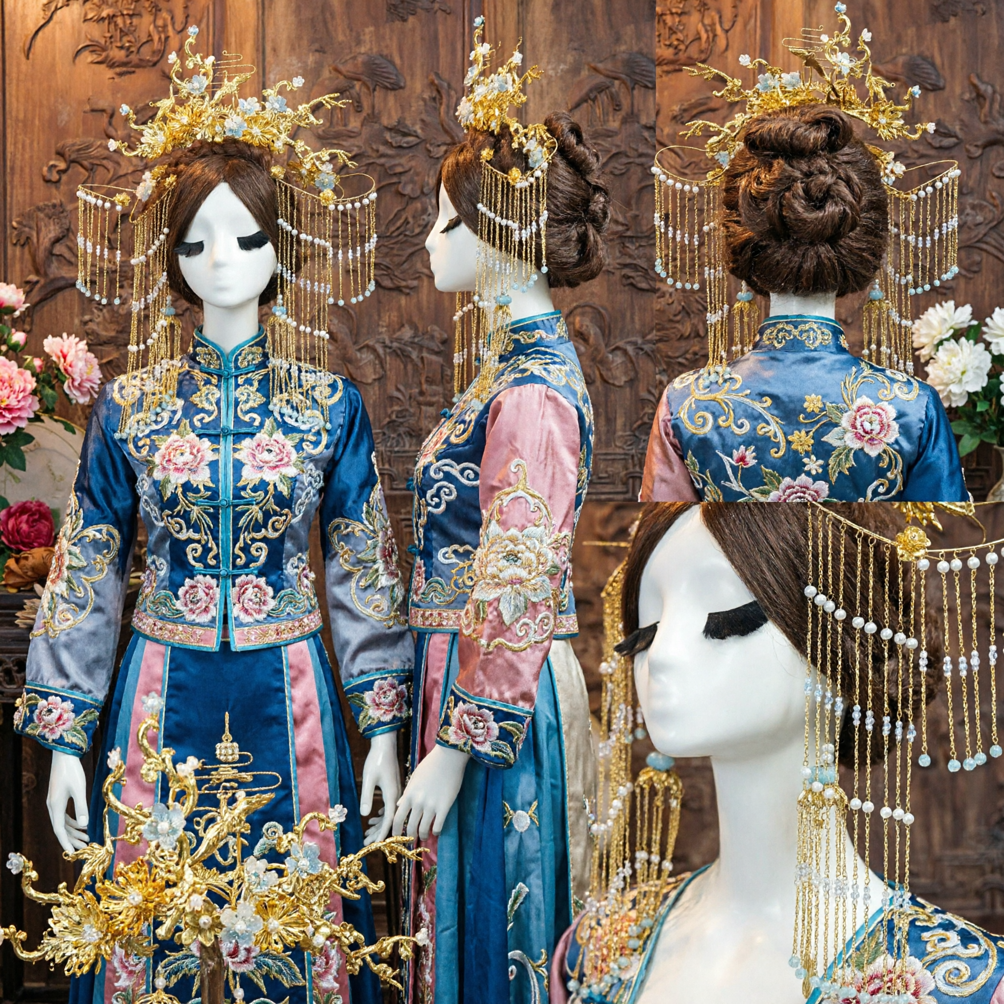 Traditional Chinese Hanfu Hair Crown Gold Phoenix Crown Ancient Princess Headdress with Tassels for Wedding Photography Cosplay - Asian Costume