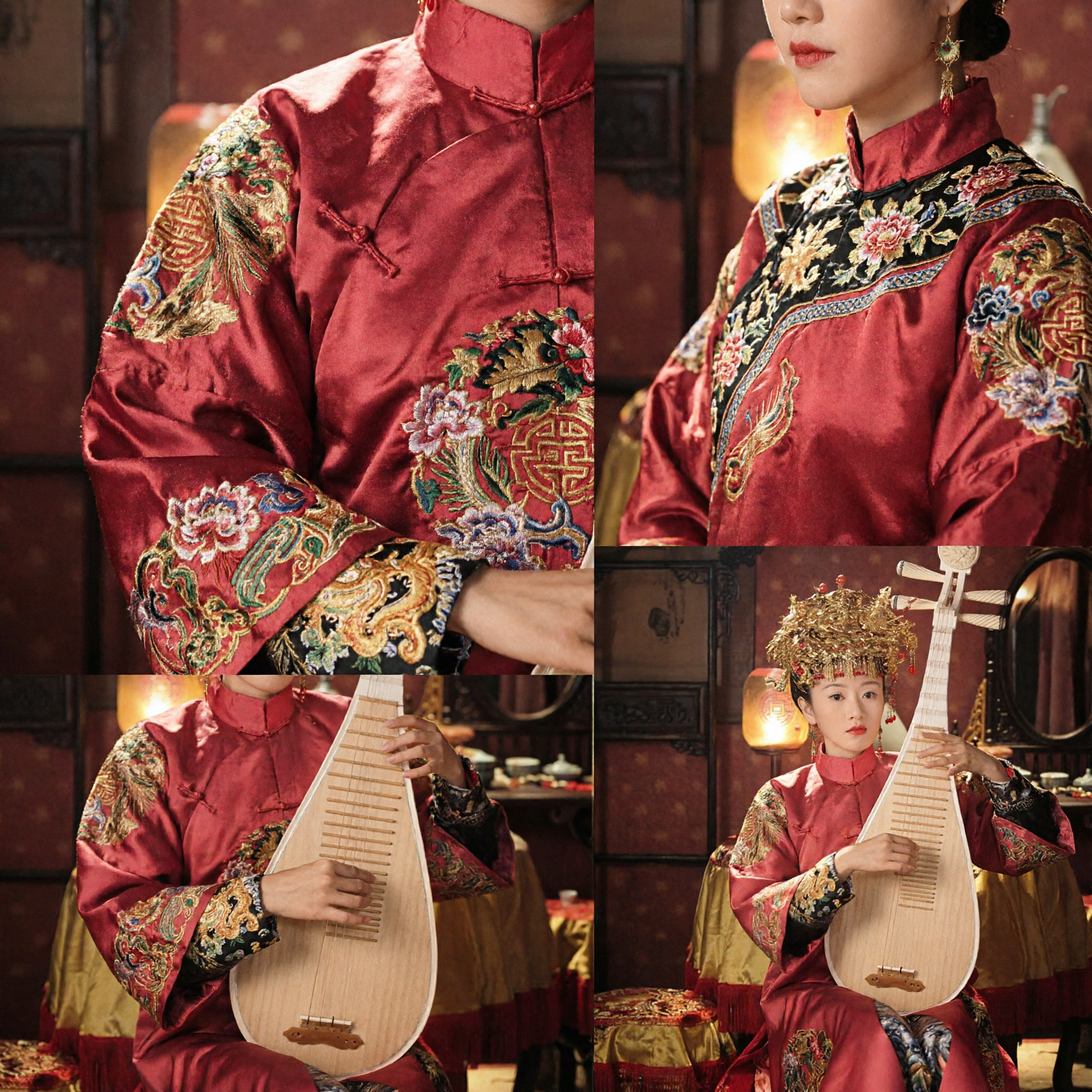 Traditional Chinese Ming Dynasty Ancient Princess Costume Red Gold Embroidery Hanfu Dress Set for Women Cosplay - Asian Costume