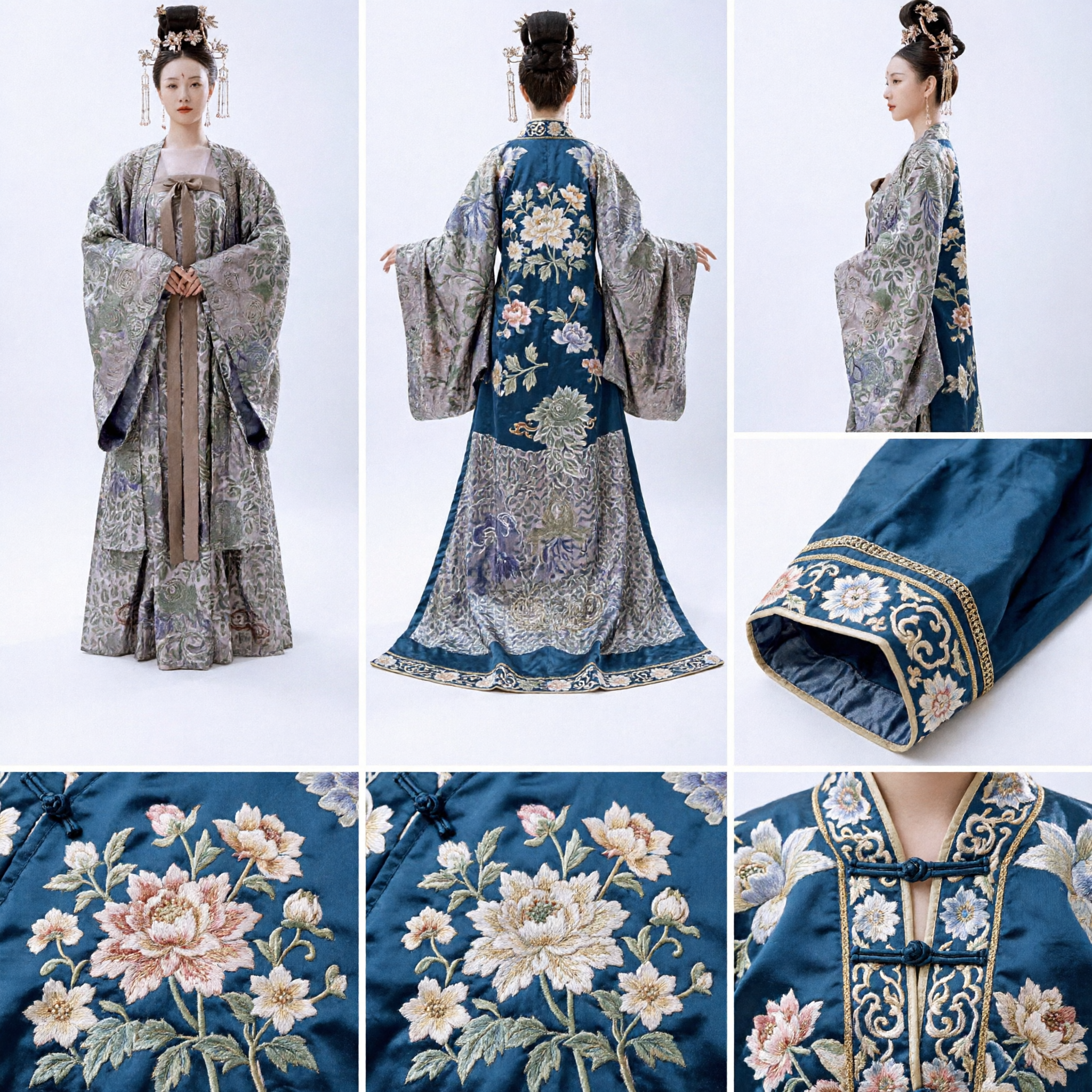 Ancient Chinese Tang Dynasty Princess Costume Traditional Hanfu Green Floral Robe for Women Historical Cosplay - Asian Costume