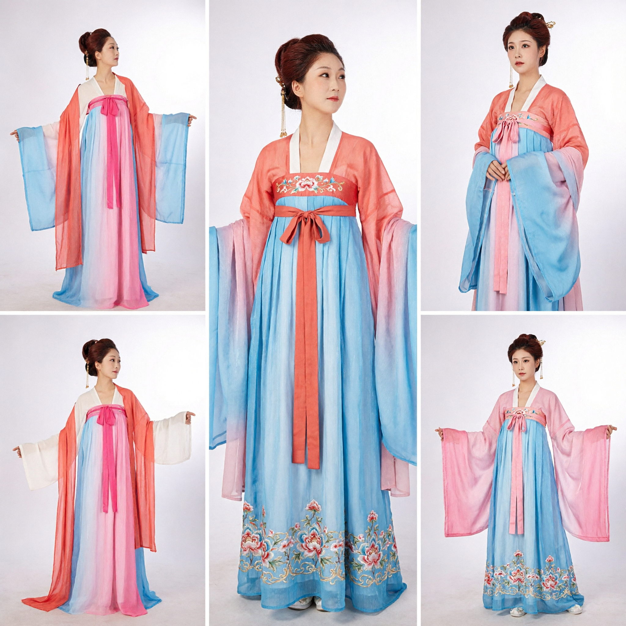 Traditional Korean Hanbok for Women Formal Wedding Dress Pastel Multi-Color Skirt Peach Robe Costume - Asian Costume