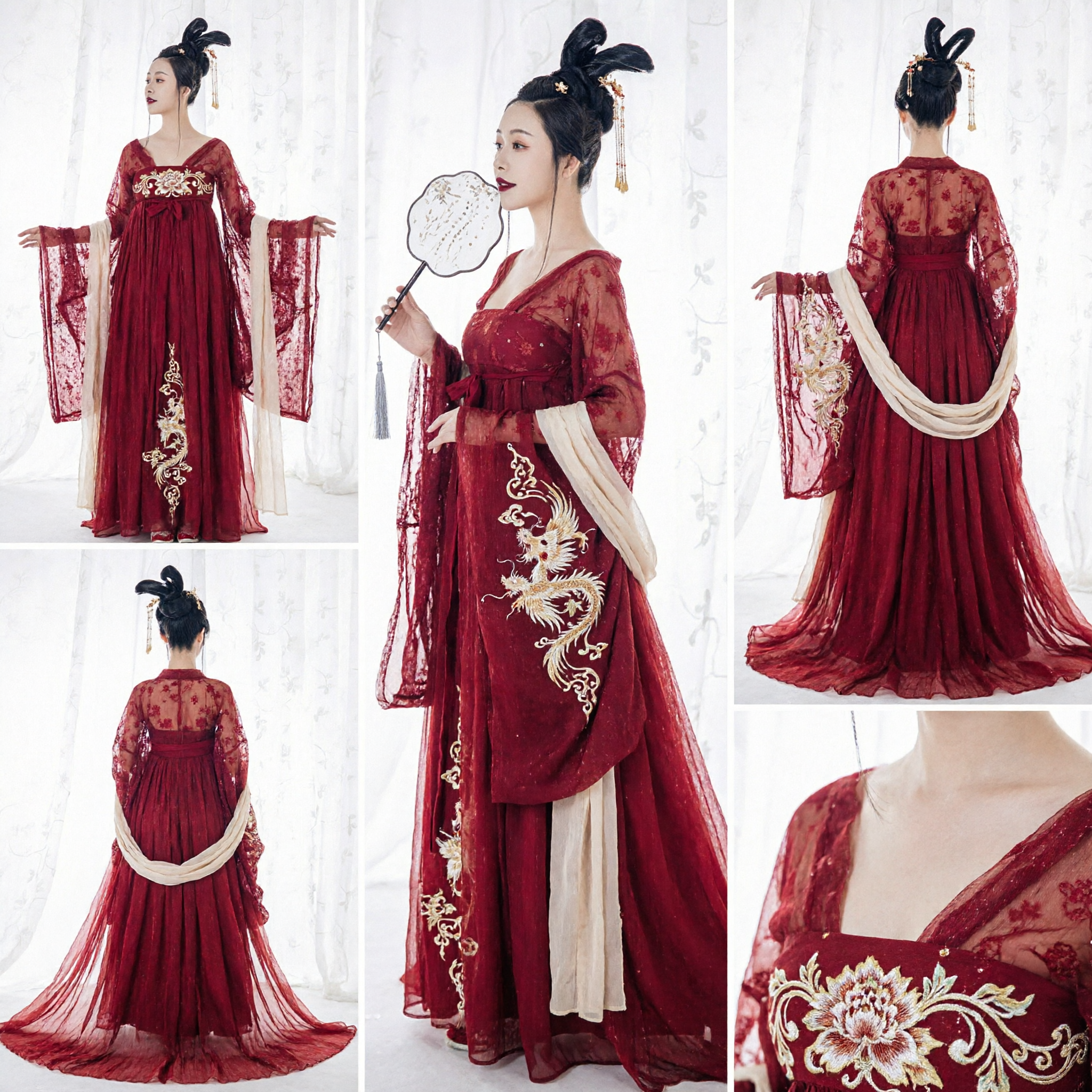 Elegant Red Ancient Chinese Hanfu Tang Dynasty Imperial Consort Dress Traditional Costume for Women Performance - Asian Costume