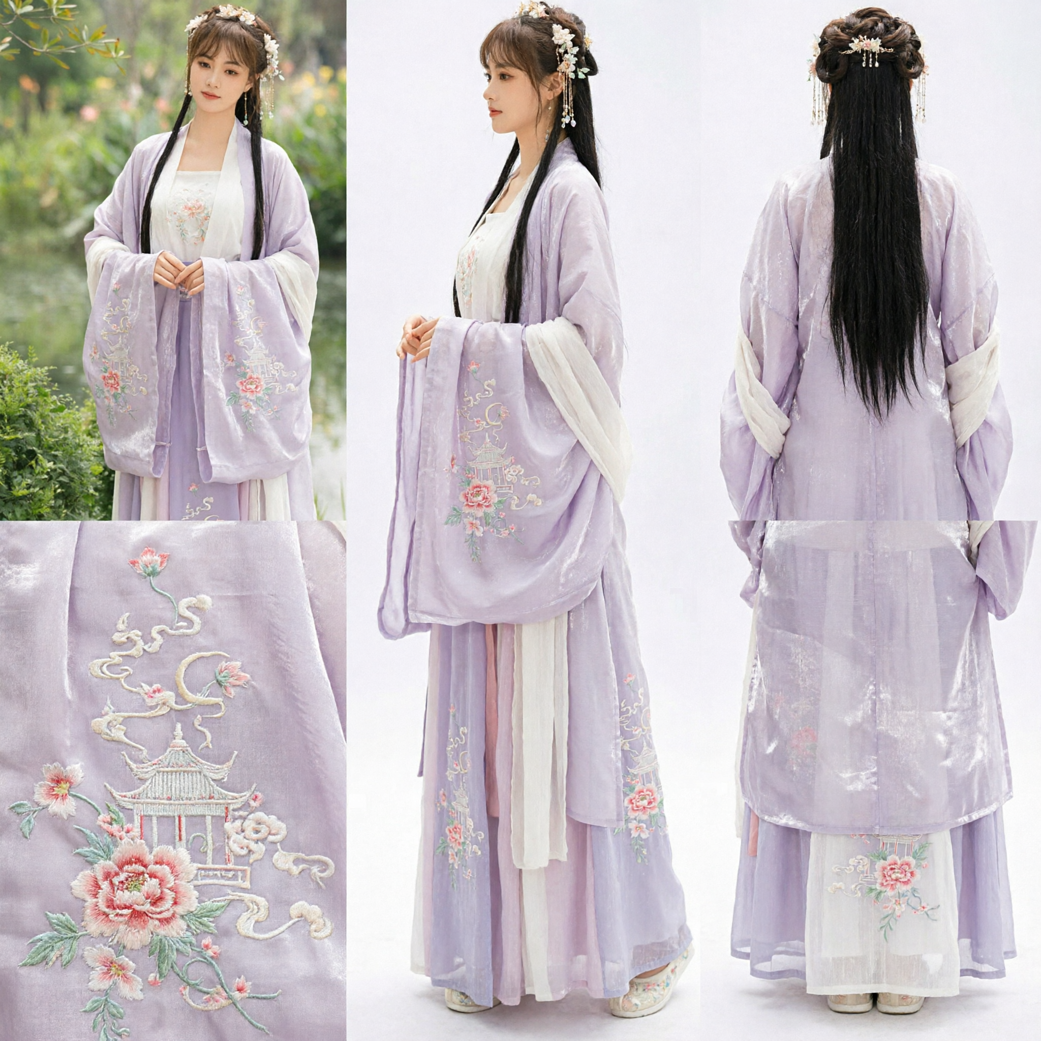 Traditional Chinese Hanfu Purple Embroidered Ancient Costume Fairy Dress for Women Historical Cosplay - Asian Costume