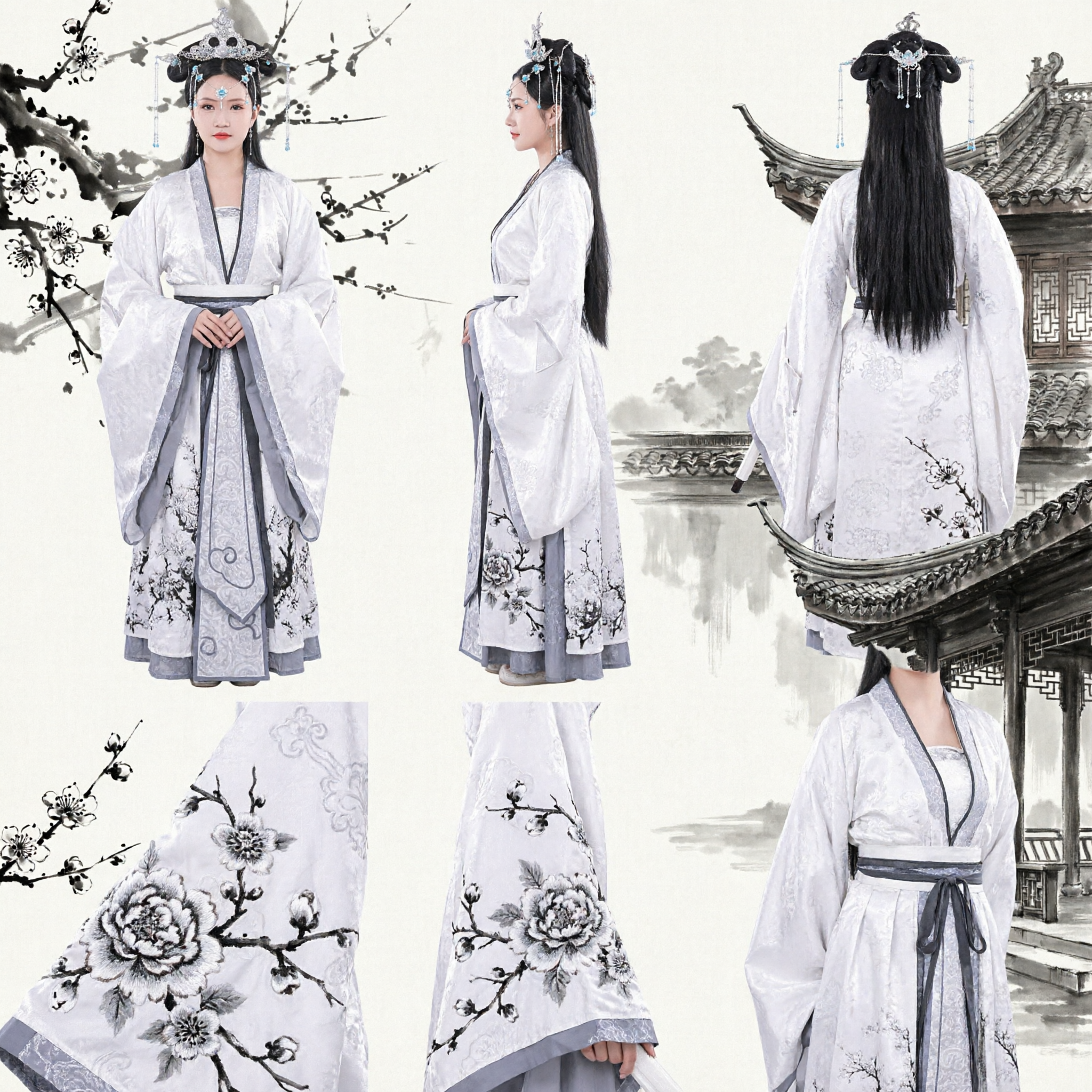 Traditionelles chinesisches Hanfu-Kostüm für Mutter und Tochter, antikes Prinzessinnen-Feenkleid mit Schwert und Haarschmuck - Asian Costume