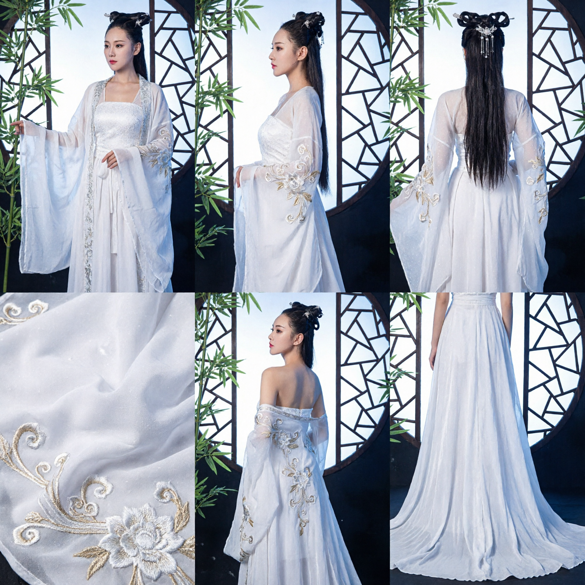 Elegant White Ancient Chinese Hanfu Costume Traditional Fairy Dress for Women Stage Performance Cosplay - Asian Costume