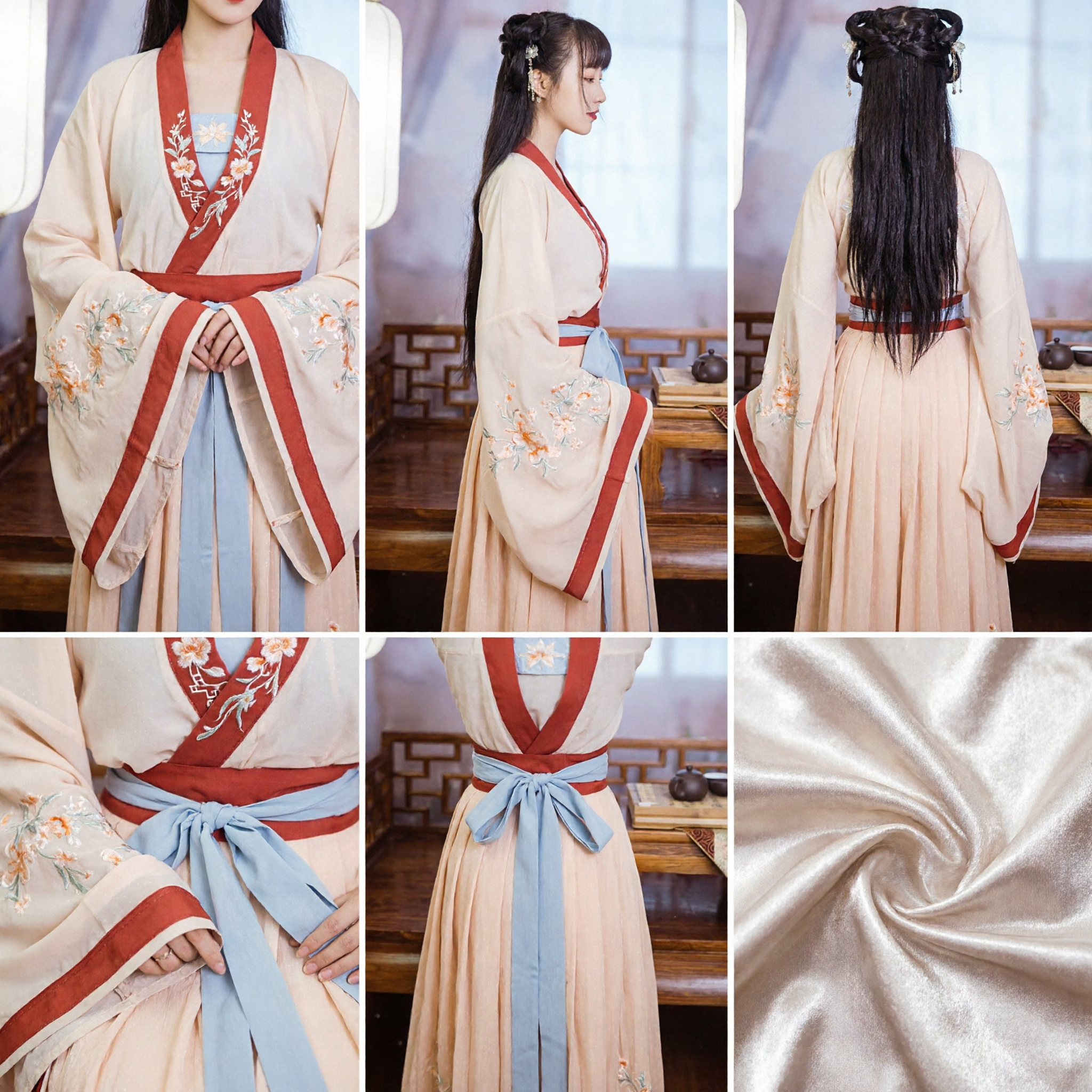 Elegant Traditional Chinese Hanfu Song Dynasty Style Ancient Costume Embroidered Dress for Women Tea Ceremony - Asian Costume