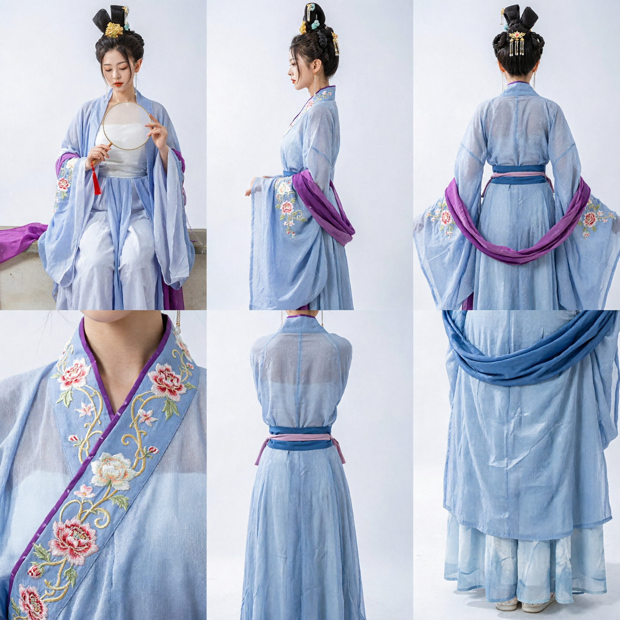Traditional Chinese Hanfu Ancient Palace Lady Costume Tang Dynasty Blue Purple Fairy Dress for Women - Asian Costume