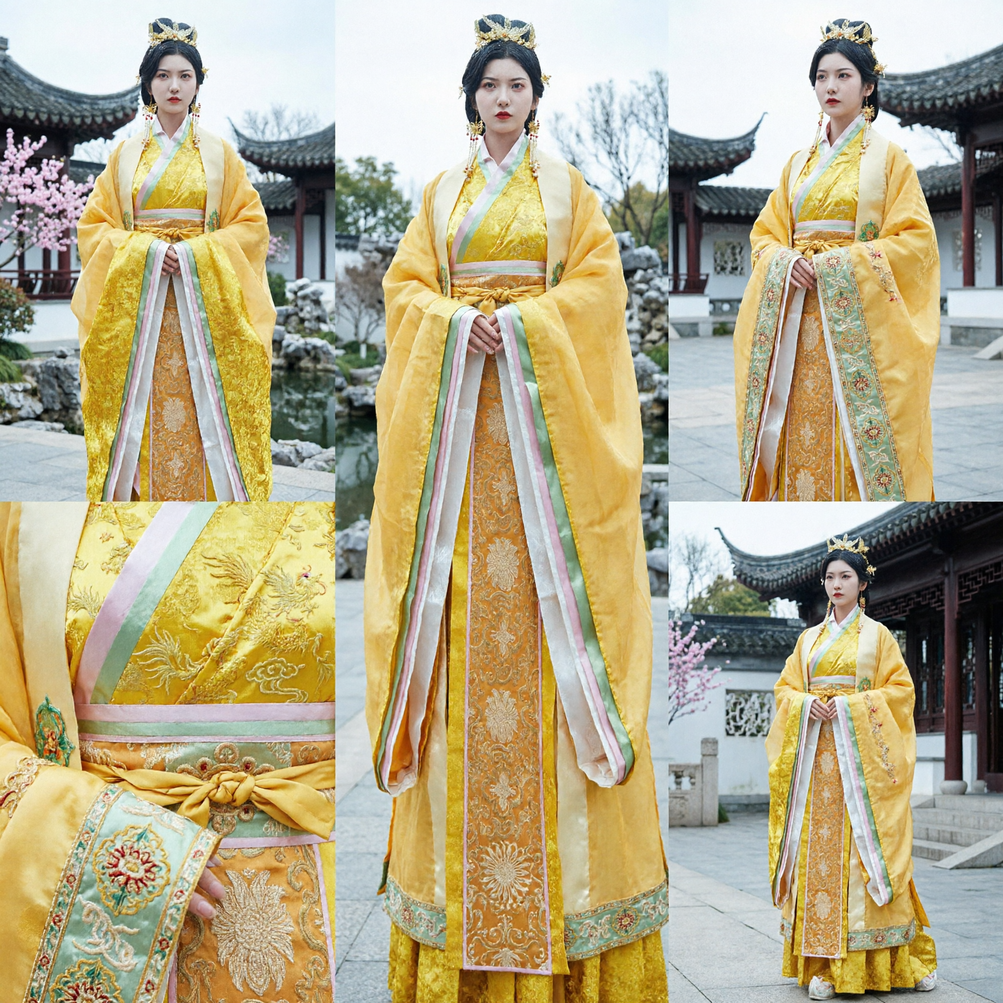 Elegant Yellow Ancient Chinese Princess Hanfu Costume Traditional Tang Dynasty Royal Dress for Women - Asian Costume