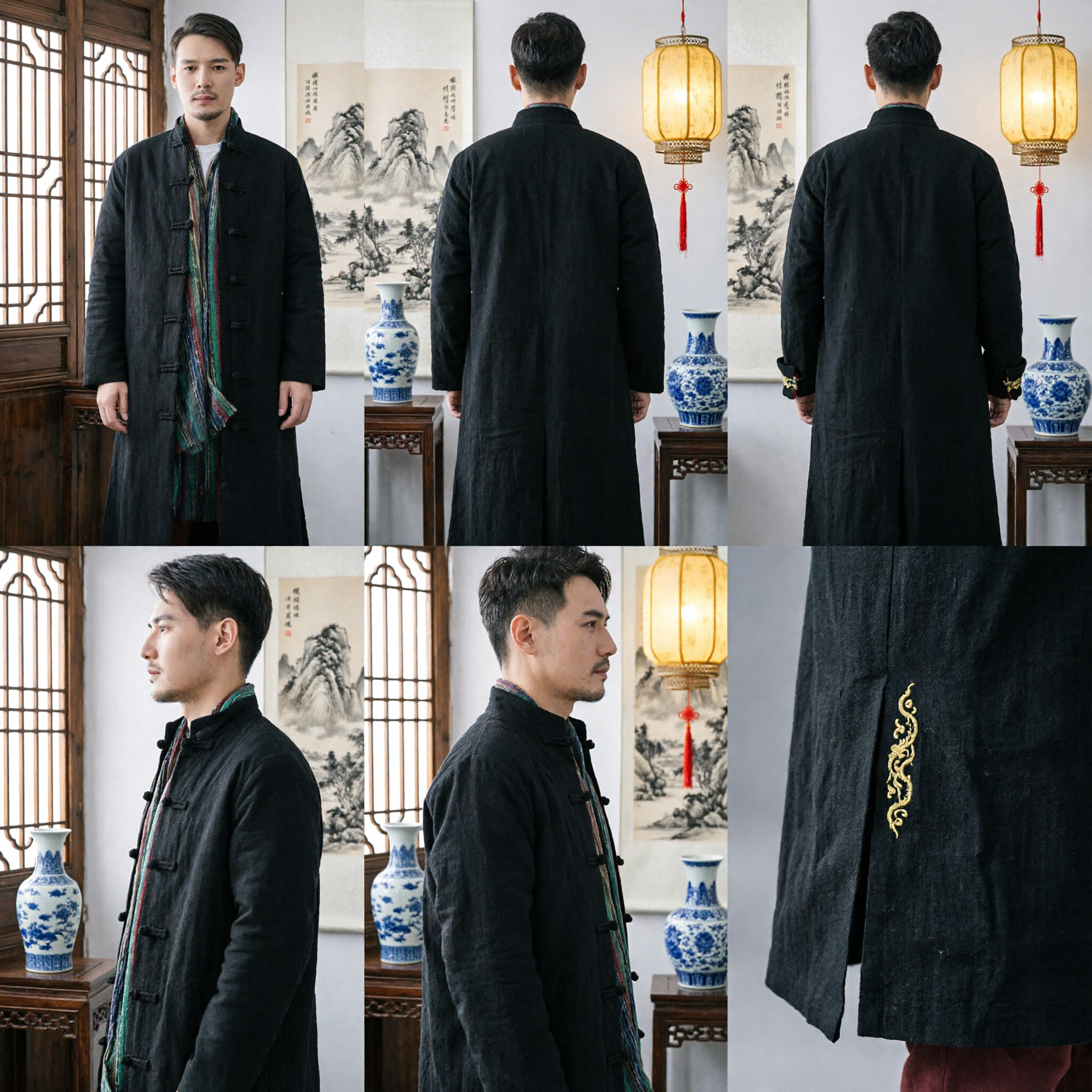 Men's Traditional Chinese Tang Suit Long Coat Winter Cotton Padded Kung Fu Martial Arts Vintage Jacket - Asian Costume