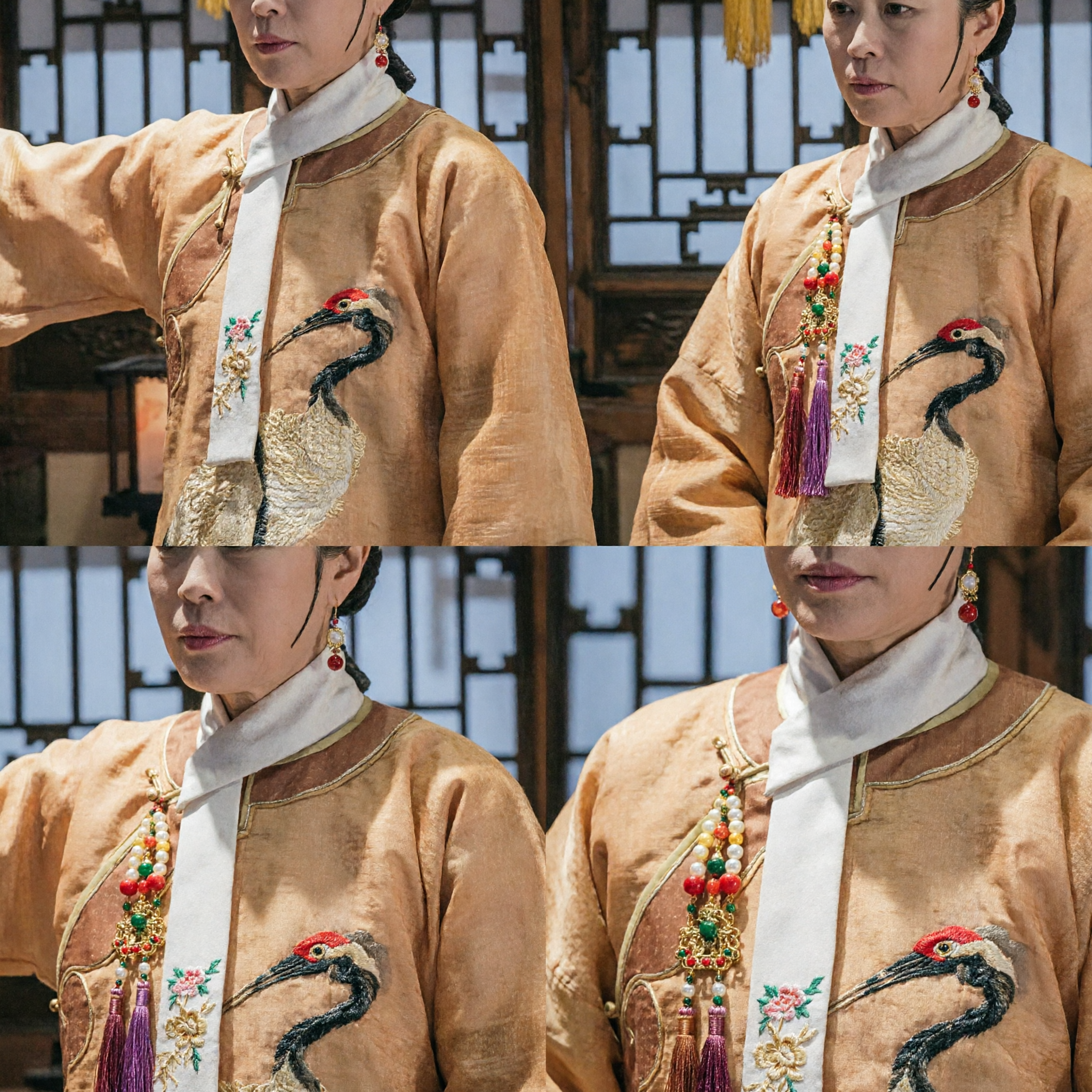 Traditional Chinese Qing Dynasty Empress Costume Yellow Crane Embroidery Robe Ancient Palace Clothing for Women Cosplay - Asian Costume