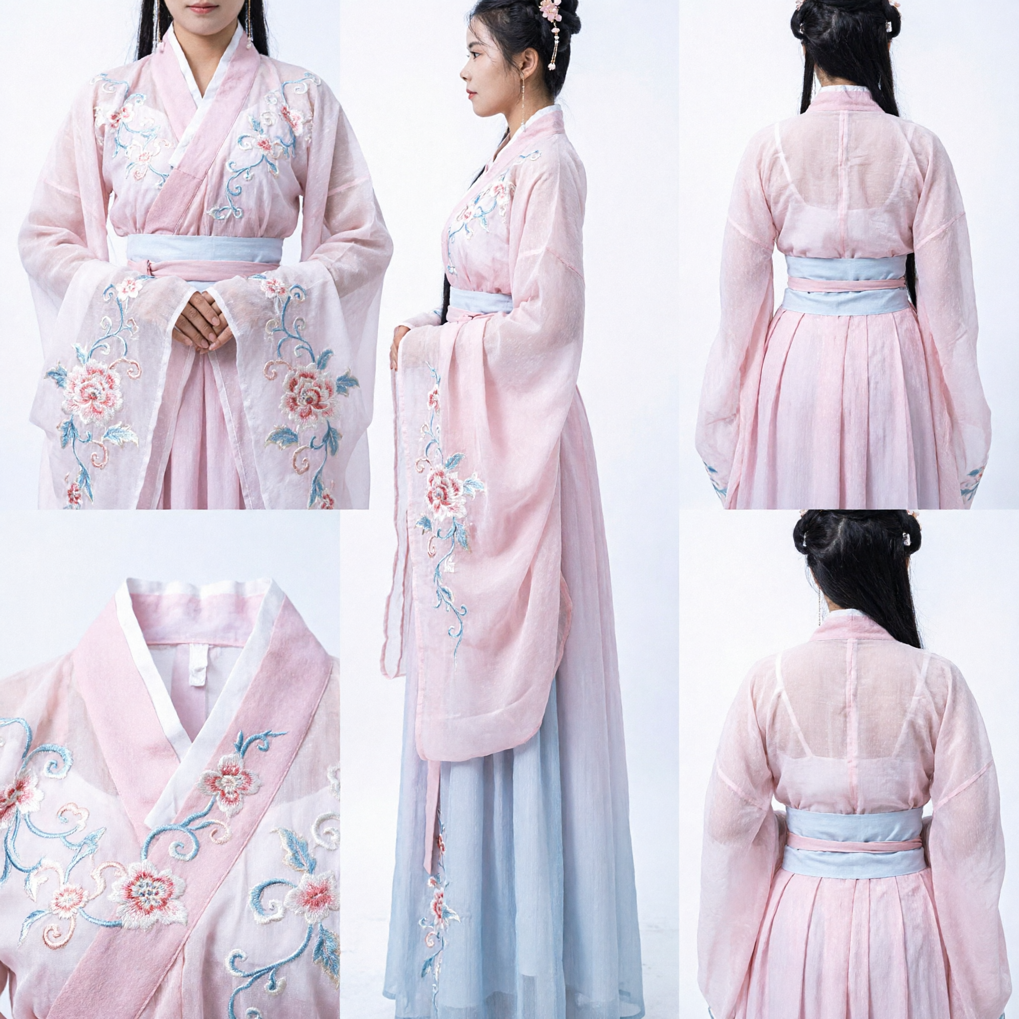 Traditional Chinese Pink Hanfu Dress Ancient Tang Dynasty Style Costume for Women Stage Performance - Asian Costume
