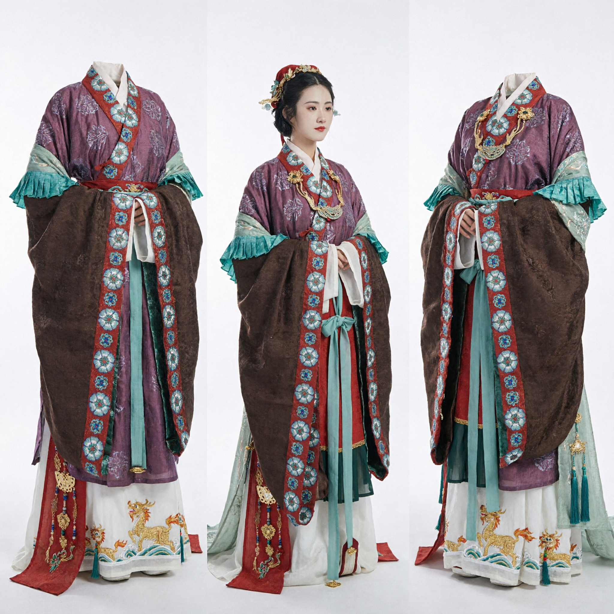 Traditional Chinese Tang Dynasty Hanfu Costume Ancient Princess Embroidered Wide Sleeve Dress for Women Historical Events - Asian Costume