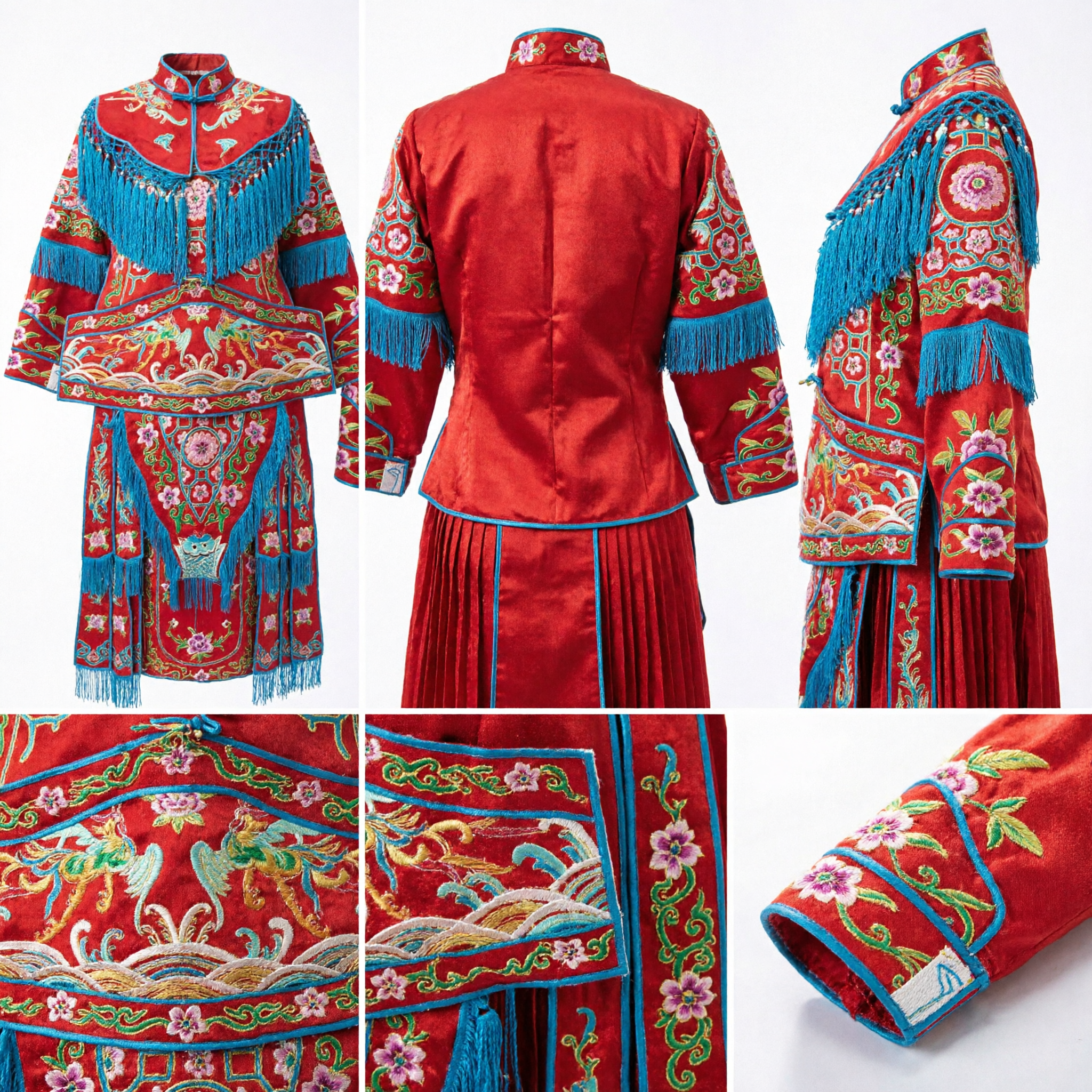Traditional Chinese Beijing Opera Female General Costume Red Phoenix Embroidery Dress for Stage Performance - Asian Costume