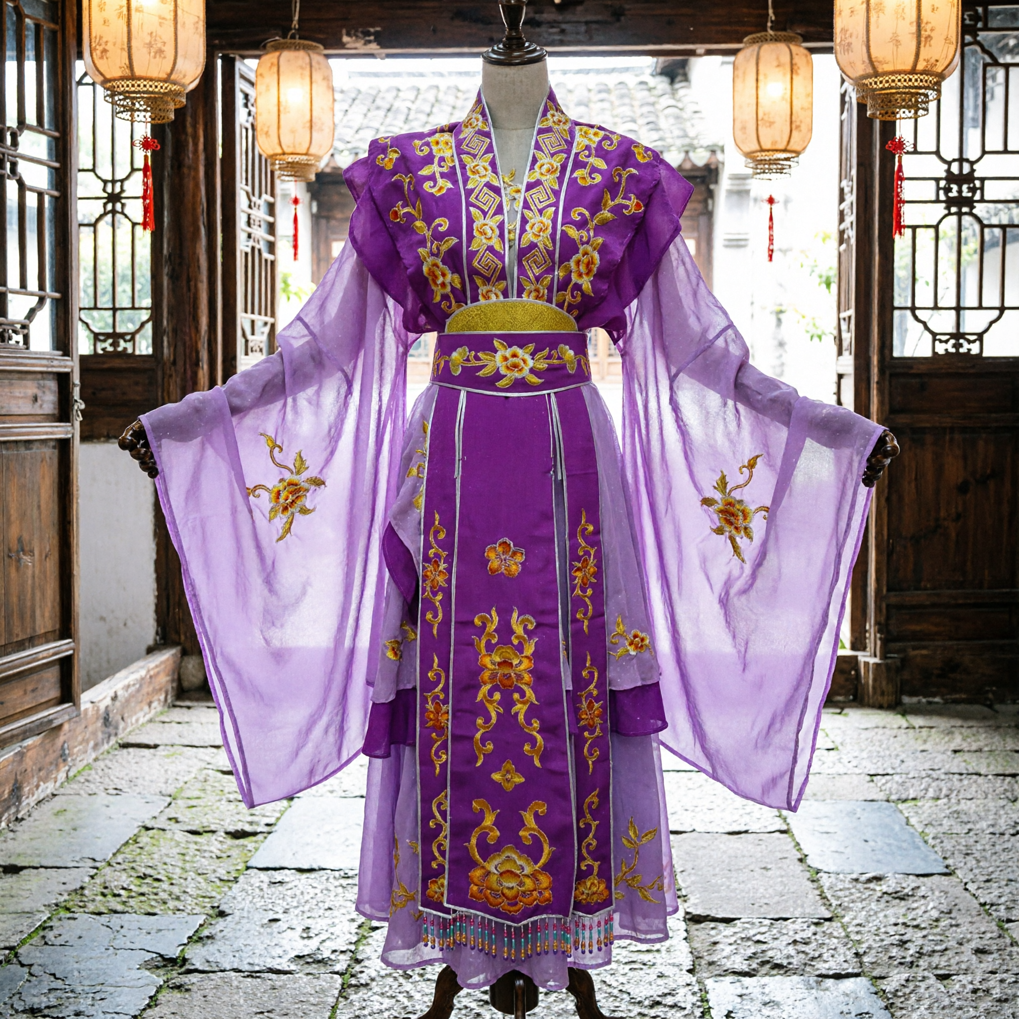 Traditional Purple Chinese Opera Costume Ancient Princess Embroidered Dress Female Peking Opera Stage Performance Wear - Asian Costume
