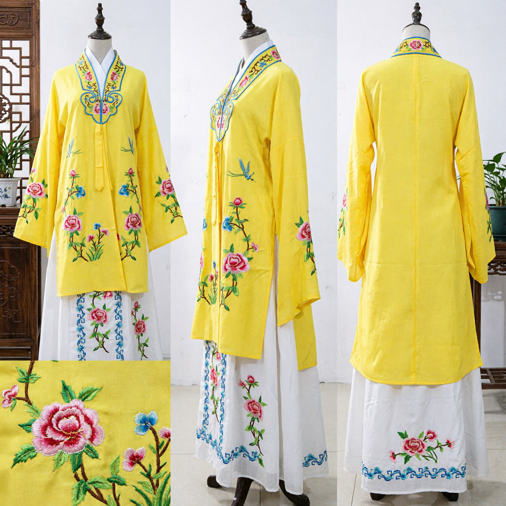 Chinese Traditional Yellow Peking Opera Costume Embroidered Ancient Scholar Robe for Men Stage Performance - Asian Costume