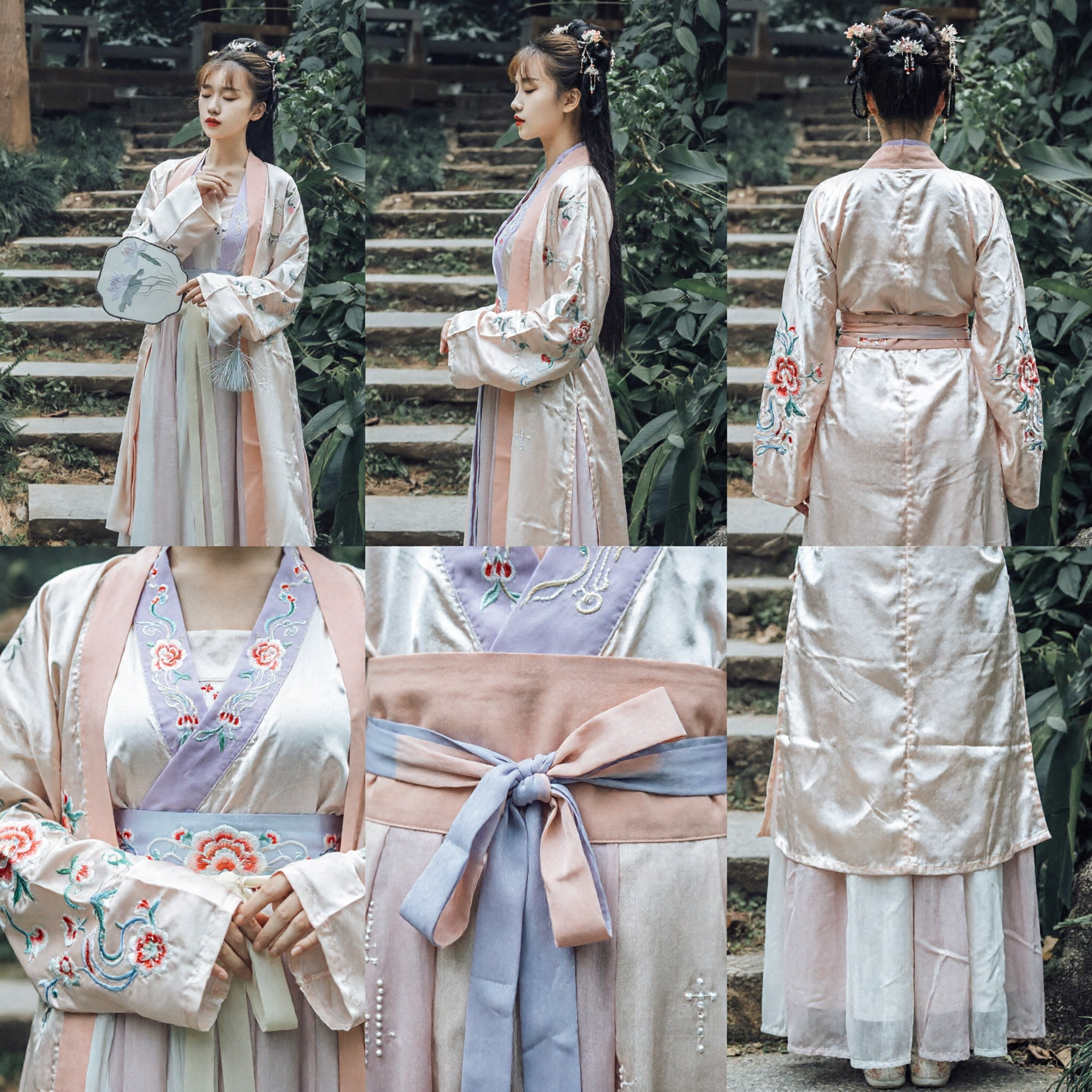 Elegant Song Dynasty Style Hanfu Traditional Chinese Clothing Pink Beige Ancient Costume for Women Cosplay Photography - Asian Costume