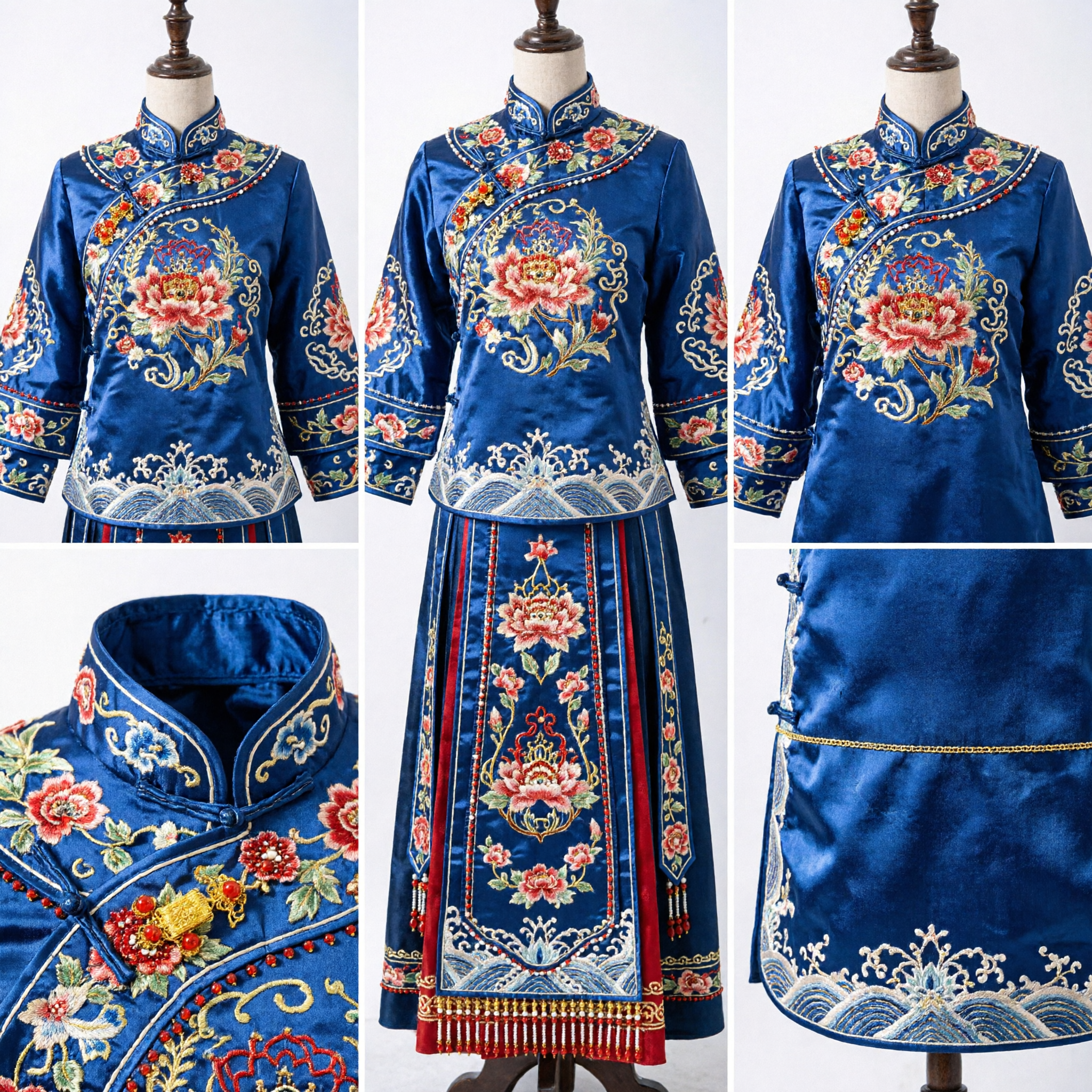 Traditional Chinese Hanfu Hair Accessories Set Gold Red Phoenix Crown Wedding Bride Headpiece Ancient Palace Jewelry - Asian Costume