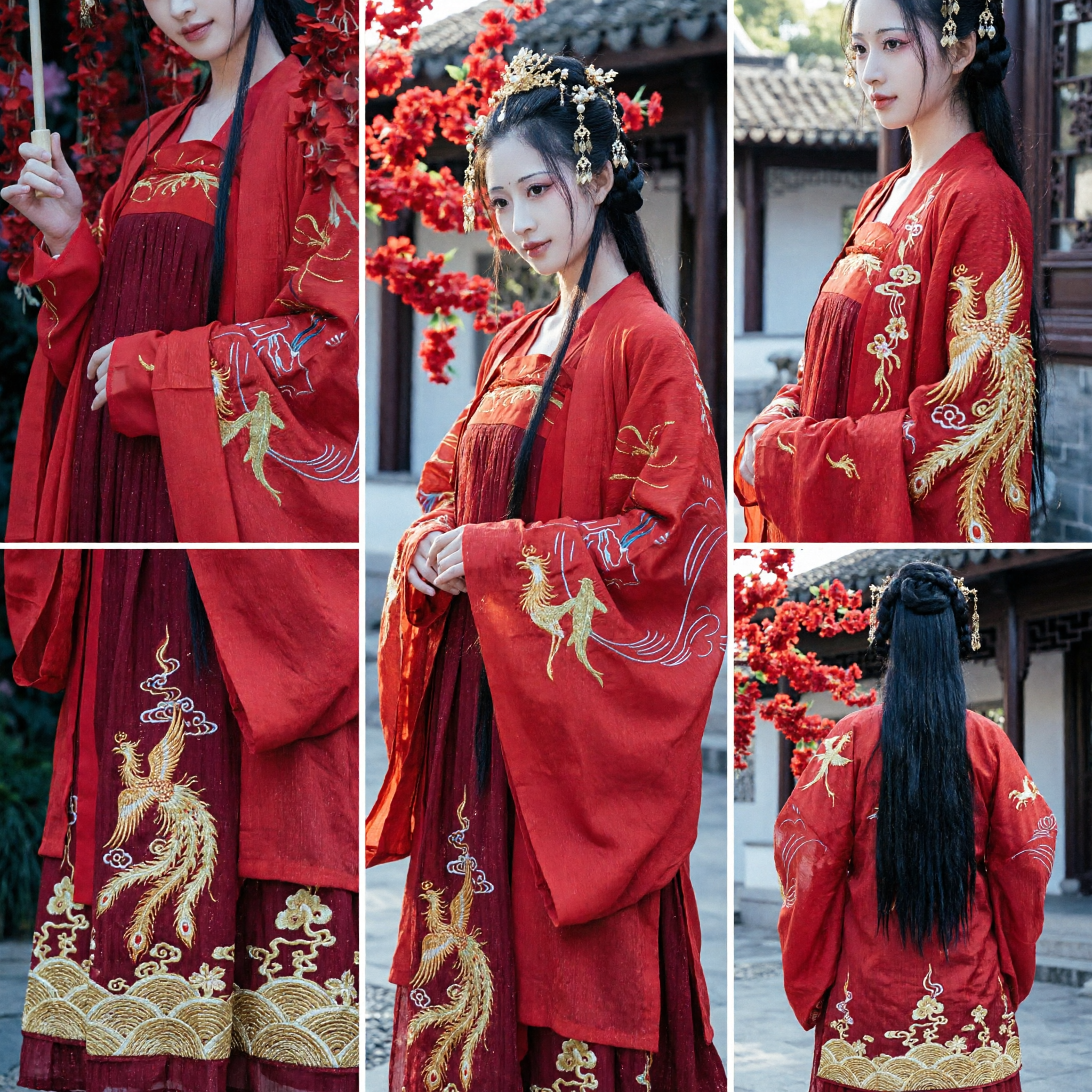 Traditional Chinese Hanfu Red Embroidery Costume Ancient Style Dress for Women Photography and Cosplay - Asian Costume