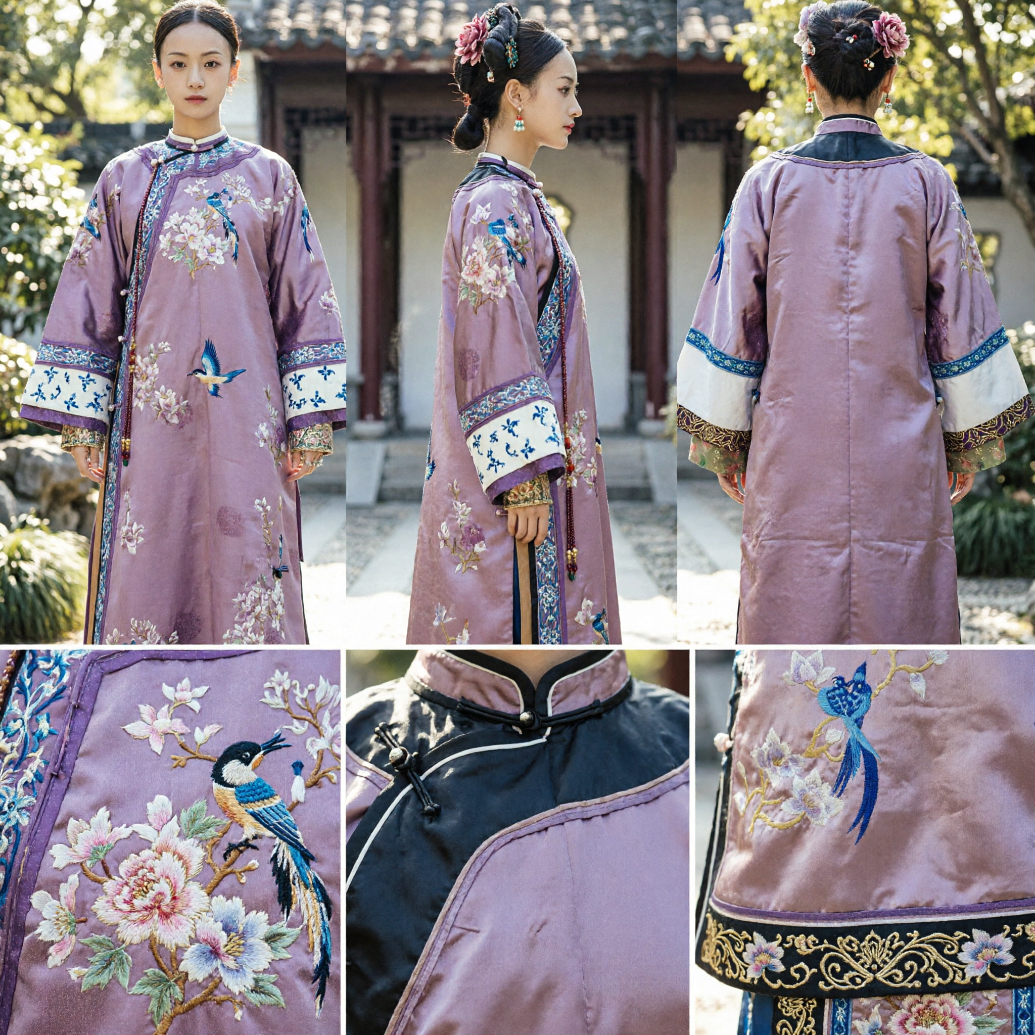 Ancient Chinese Qing Dynasty Manchu Princess Embroidered Robe Traditional Palace Concubine Costume for Women Cosplay - Asian Costume