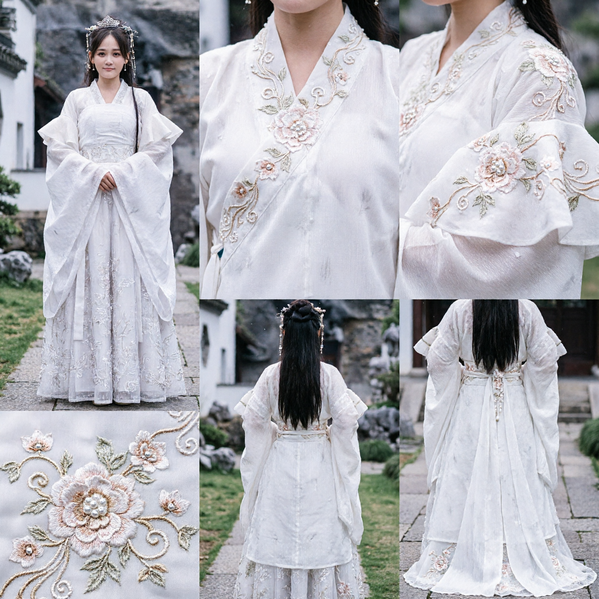 Elegant White Chinese Hanfu Traditional Costume Ancient Fairy Dress for Women Cosplay and Photography - Asian Costume