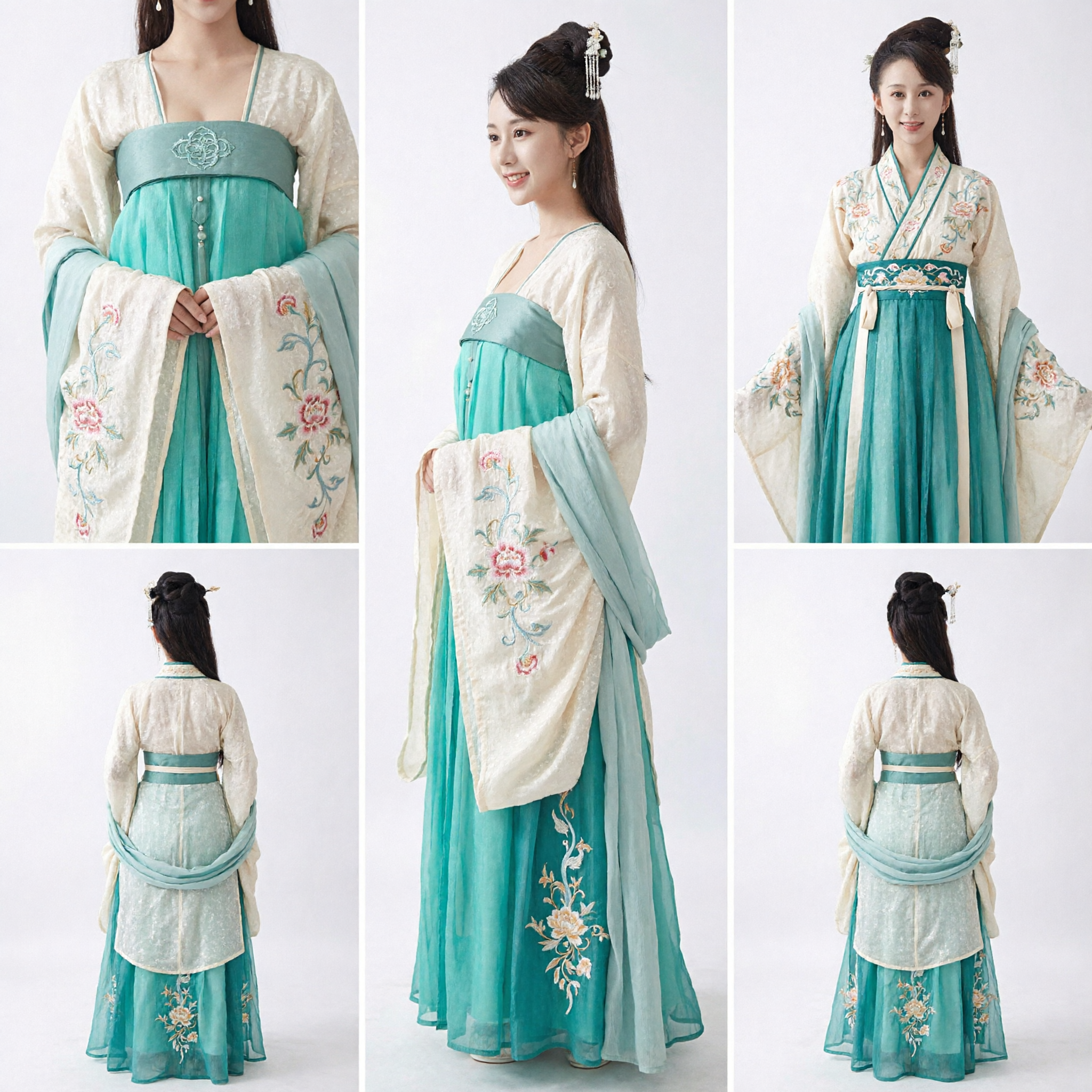 Elegant Teal Green Hanfu Ruqun Dress Traditional Chinese Ancient Costume for Women Cosplay Party Performance - Asian Costume