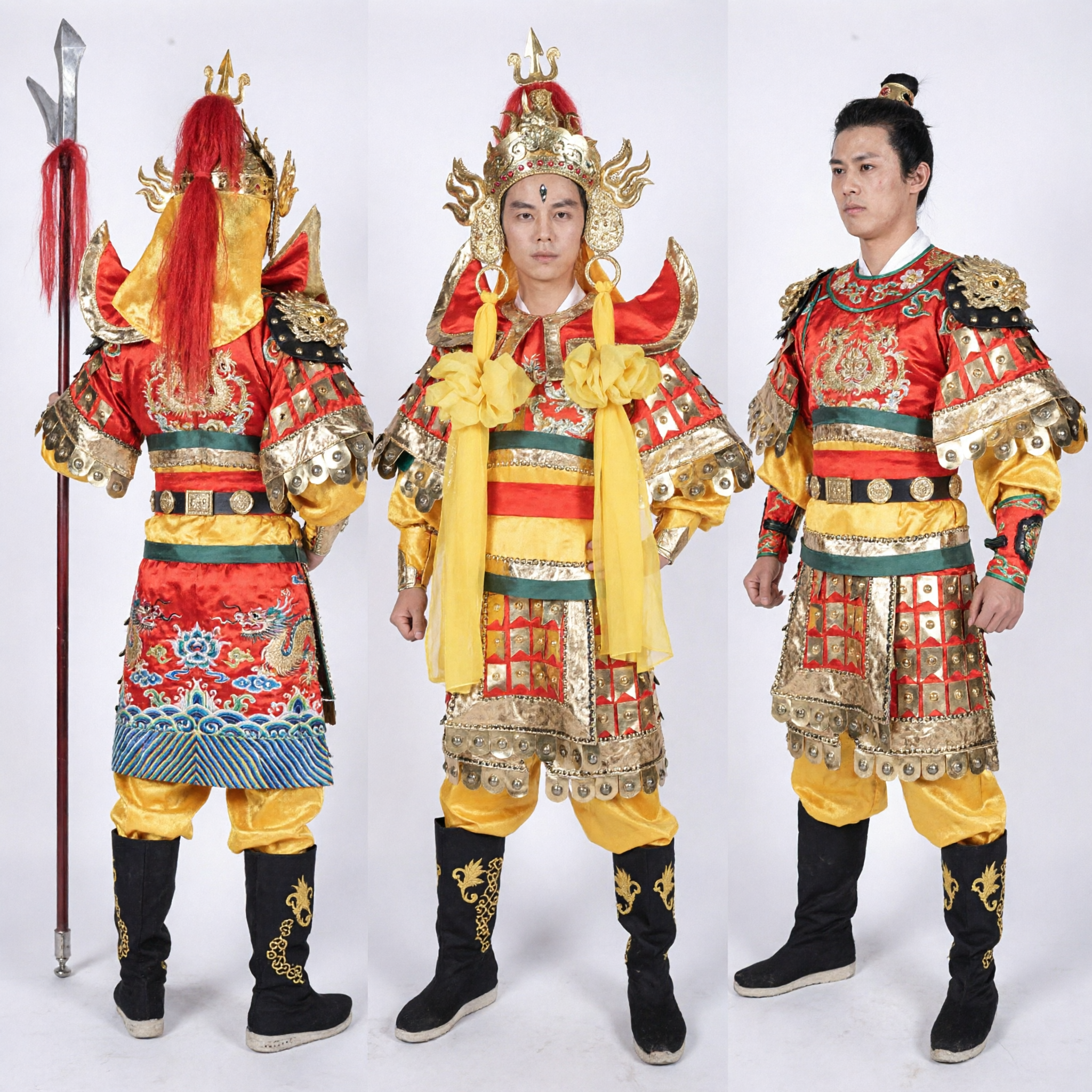 Chinese Traditional Erlang Shen Costume Men's General Warrior Armor Cosplay Outfit for Stage Performance and Halloween - Asian Costume