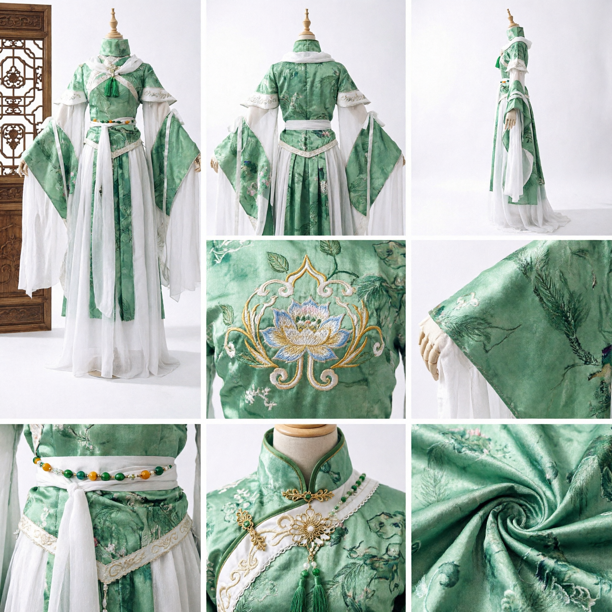 Elegant Green Ancient Chinese Hanfu Fairy Dress Traditional Wuxia Swordswoman Cosplay Costume for Women - Asian Costume