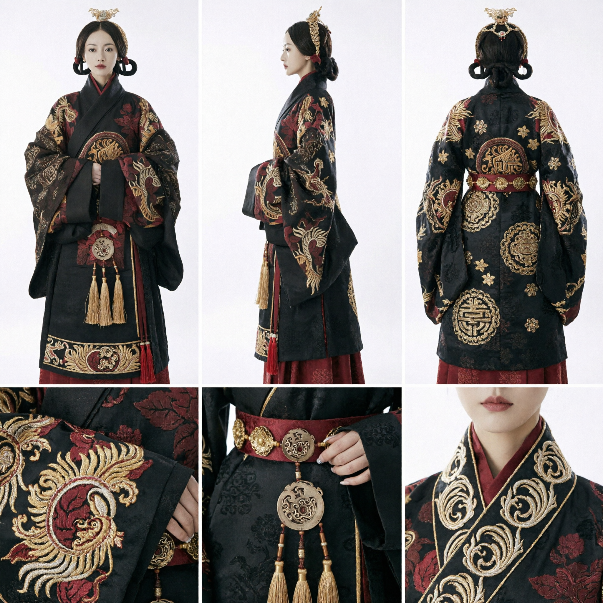 Chinese Ancient Empress Costume Black Embroidered Hanfu Dress Historical Drama Cosplay Clothing for Women - Asian Costume