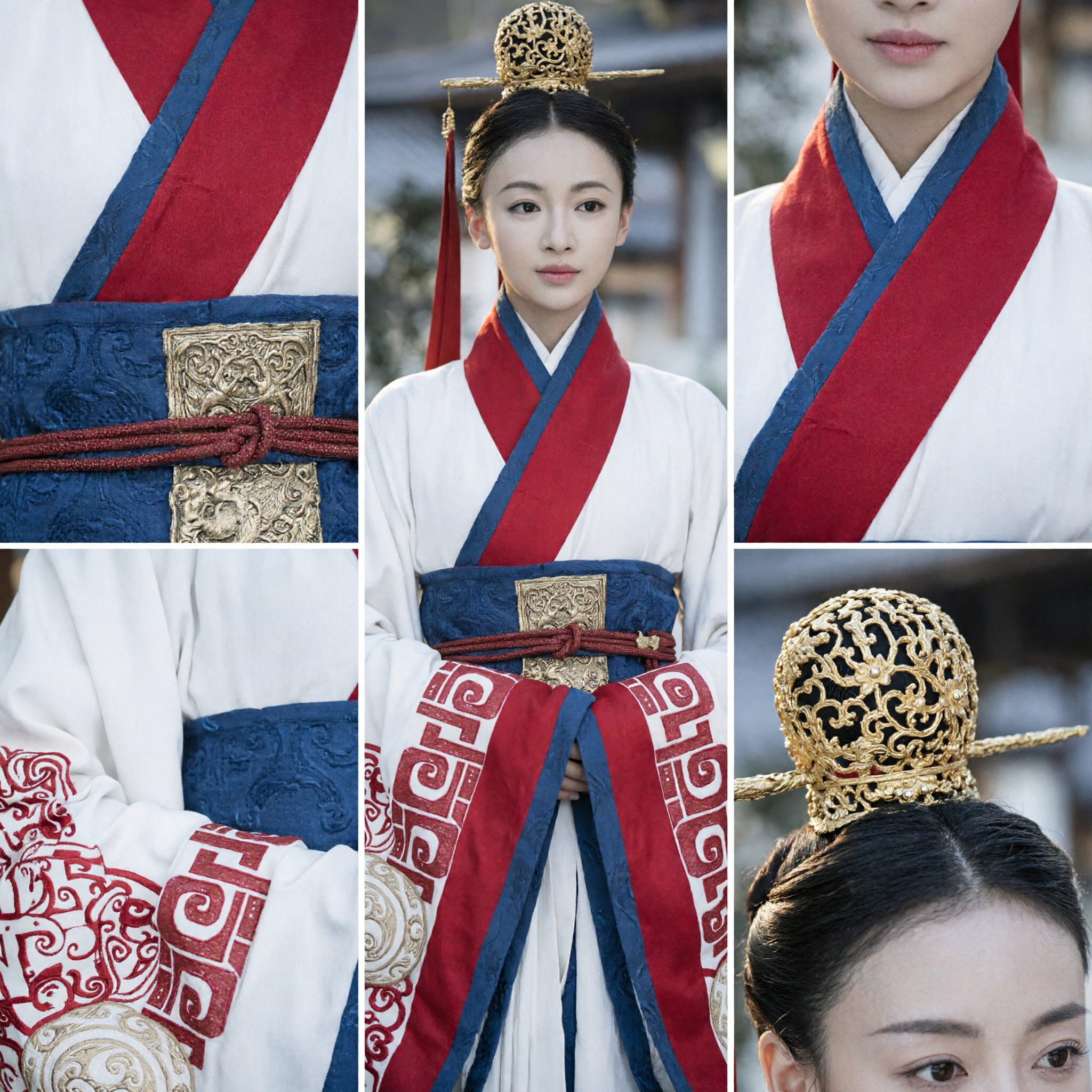 Traditional Chinese Hanfu Costume Ancient Han Dynasty Empress Princess White Dress with Red Embroidery for Women Cosplay - Asian Costume