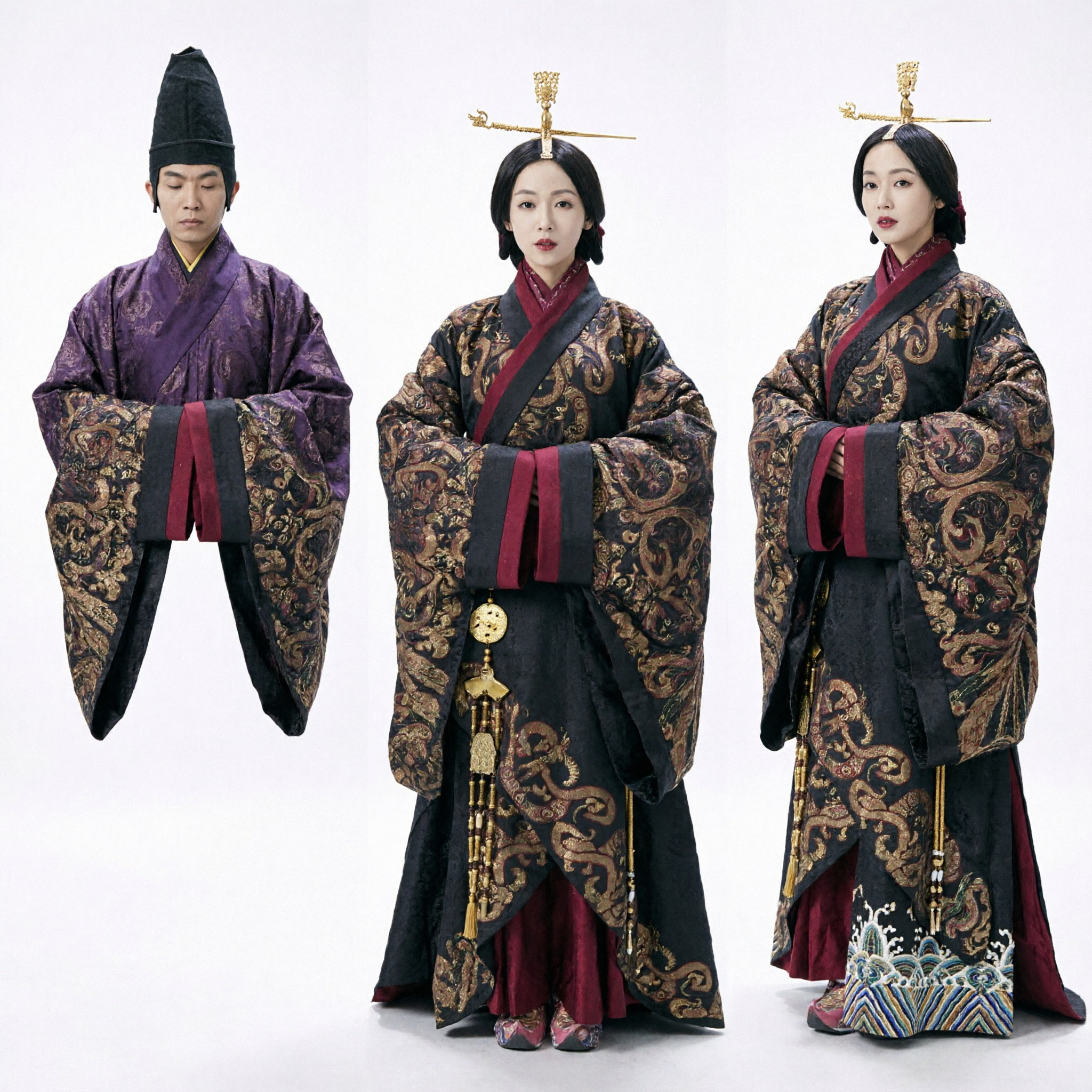 Ancient Chinese Empress Costume Black Gold Hanfu Dress Women Historical Drama Cosplay Outfit - Asian Costume
