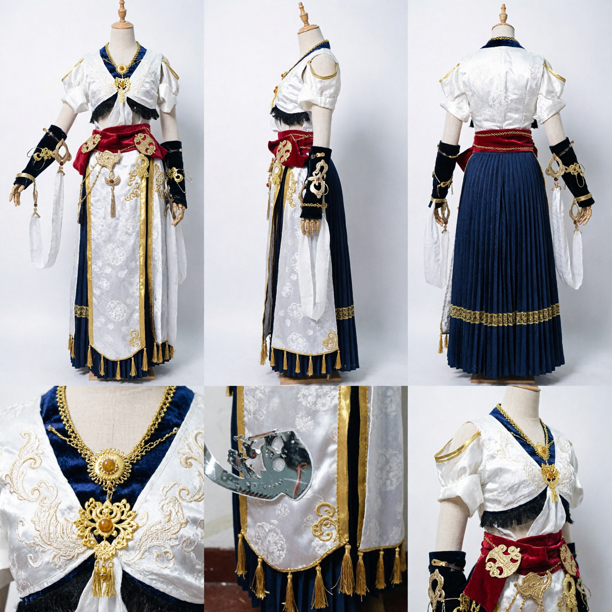 Complete Traditional Chinese Wuxia Swordswoman Costume White Hanfu Dress for Women Cosplay Ancient Assassin Outfit - Asian Costume