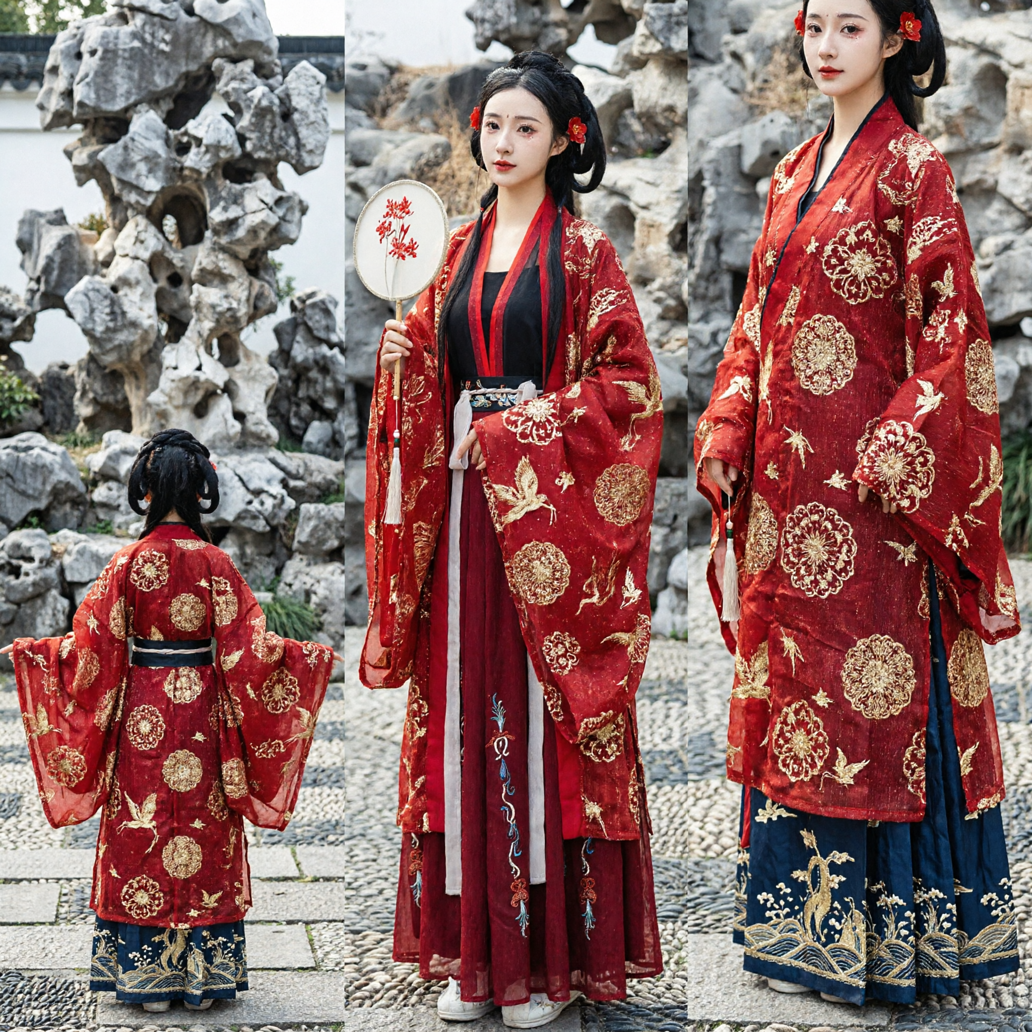 Traditional Chinese Red Hanfu Ancient Princess Costume Embroidered Robe and Skirt Set for Women - Asian Costume