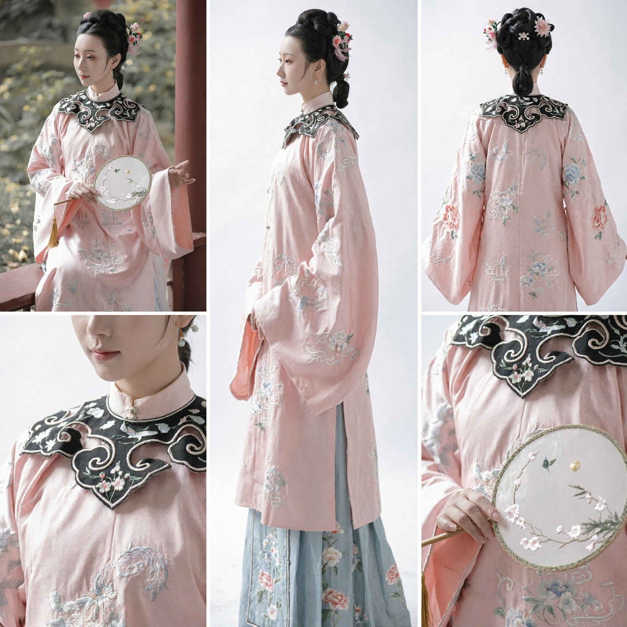 Traditional Chinese Qing Dynasty Noble Lady Costume Pink Embroidered Robe Ancient Princess Hanfu for Women - Asian Costume