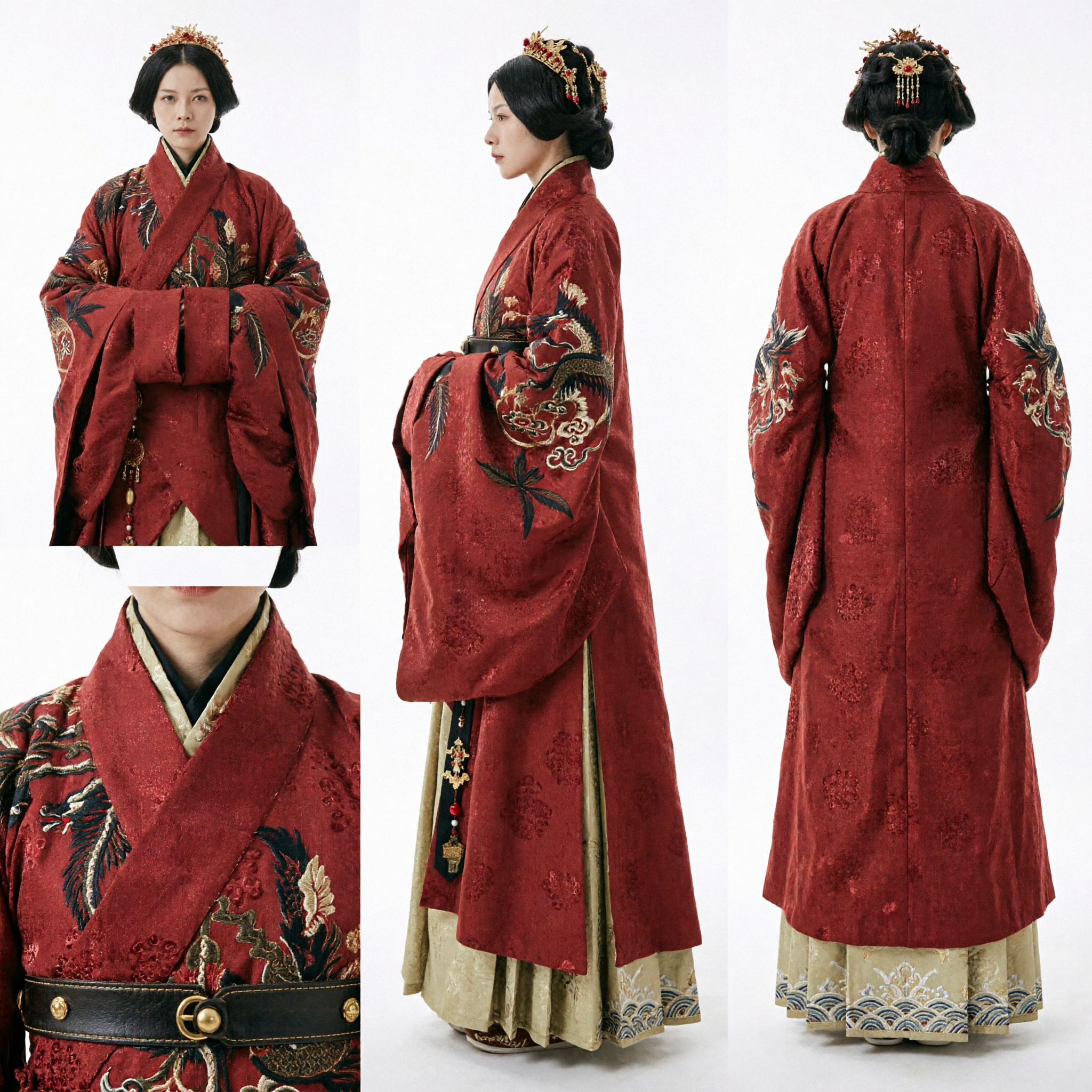 Ancient Chinese Empress Red Embroidered Robe Hanfu Costume Traditional Palace Princess Dress for Women - Asian Costume