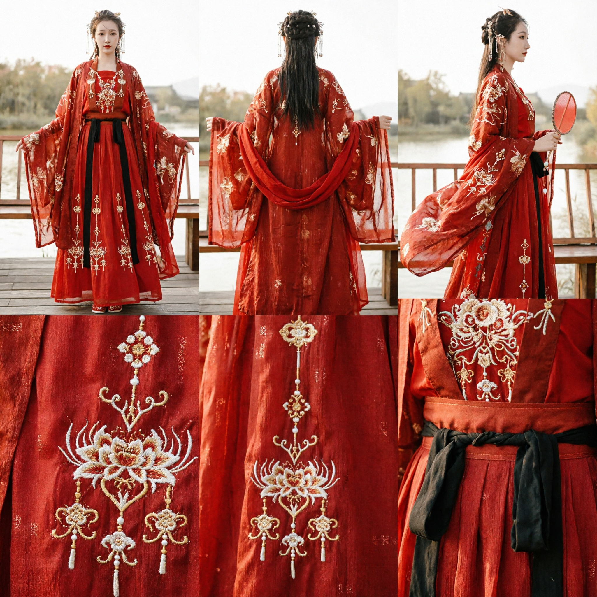 Elegant Red Traditional Chinese Hanfu Ancient Costume Embroidered Fairy Dress for Women Wedding Party - Asian Costume