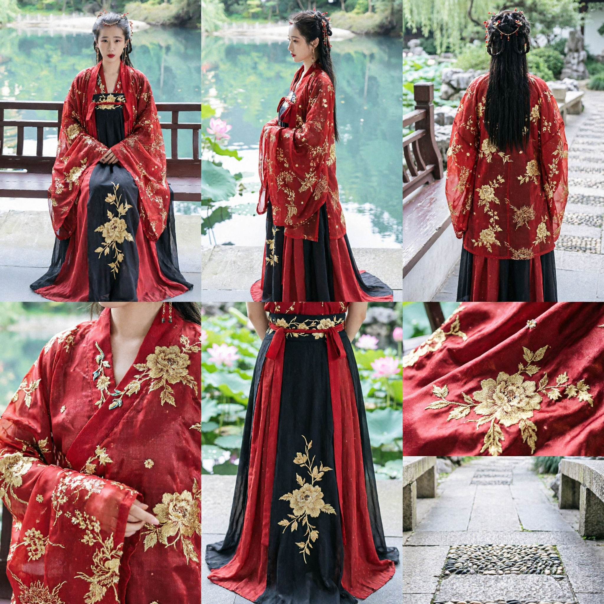 Elegant Red Chinese Hanfu Dress Traditional Ancient Tang Dynasty Embroidered Costume for Women - Asian Costume