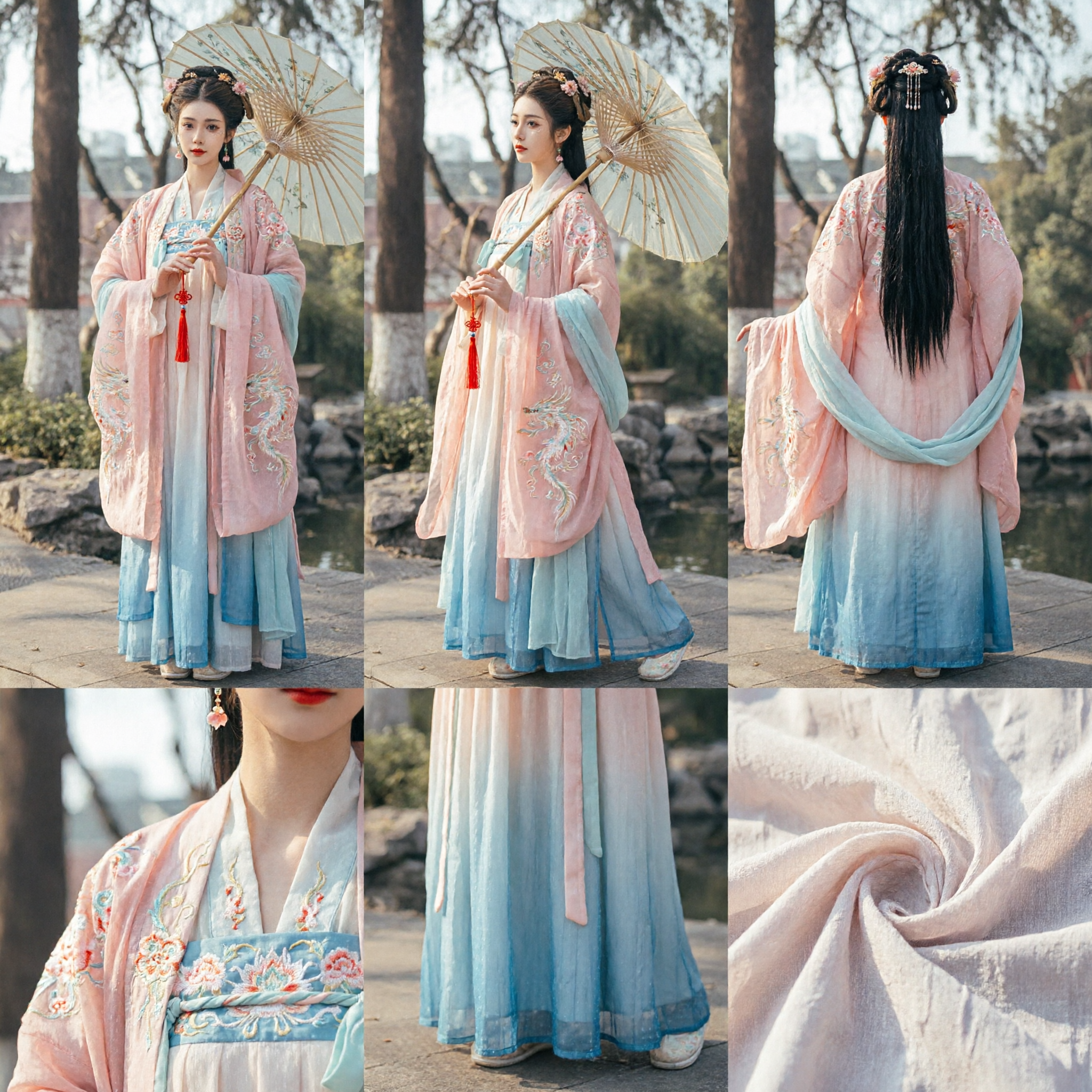 Ancient Chinese Tang Dynasty Hanfu Traditional Costume Pink Blue Fairy Dress for Women Photography Cosplay - Asian Costume
