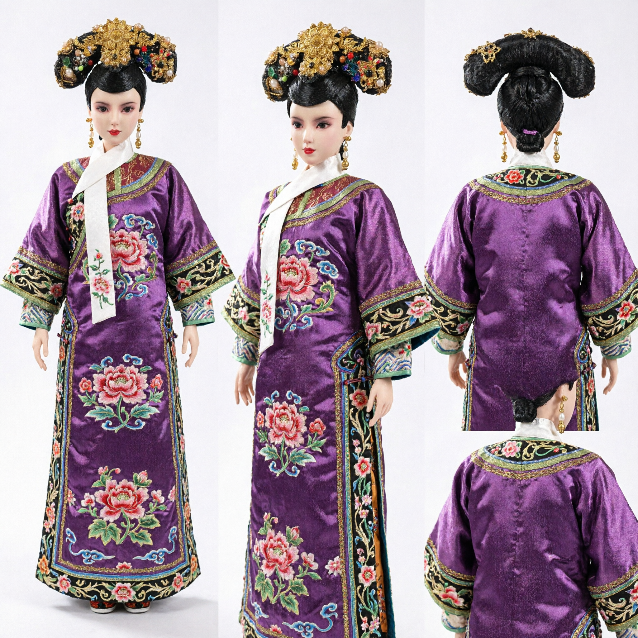 Exquisite Qing Dynasty Palace Empress Headdress with Gold Filigree and Pearls for Traditional Chinese Cosplay - Asian Costume